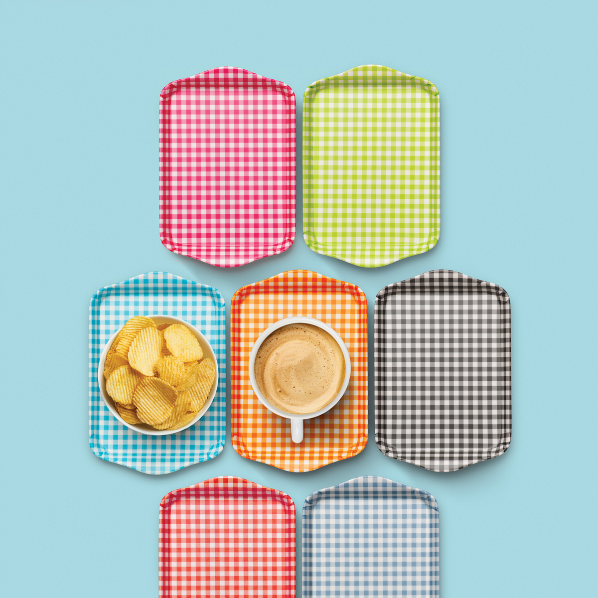 Melamine Gingham Tray, 18 x 14cm