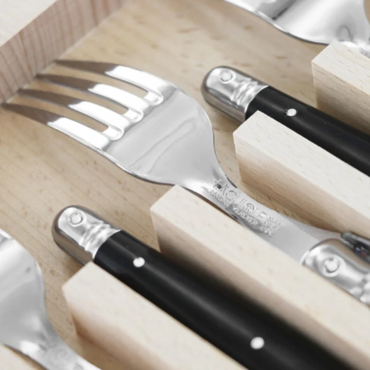 6 Piece Dinner Fork Set in Wooden Tray