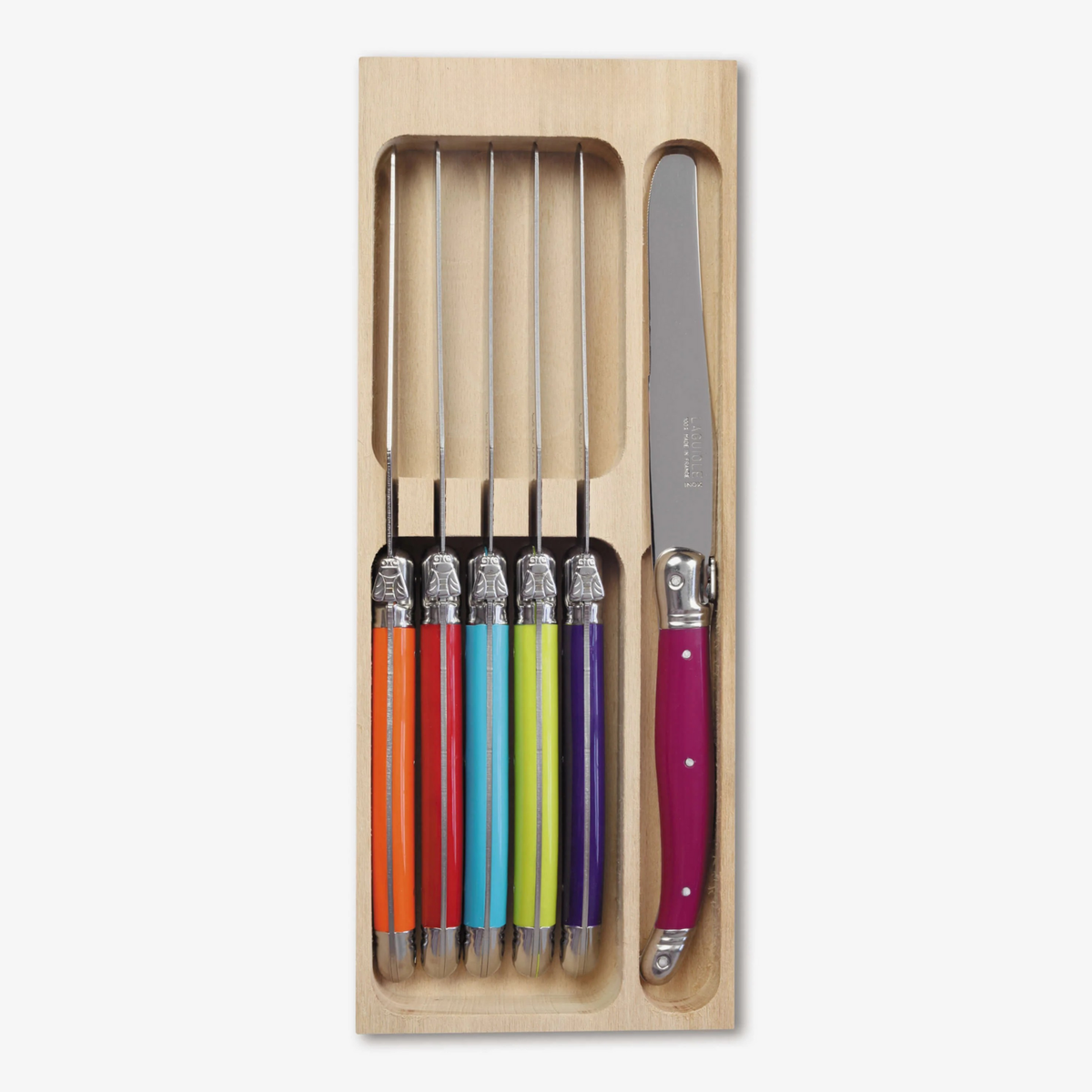 6 Piece Dinner Knife Set in Wooden Tray