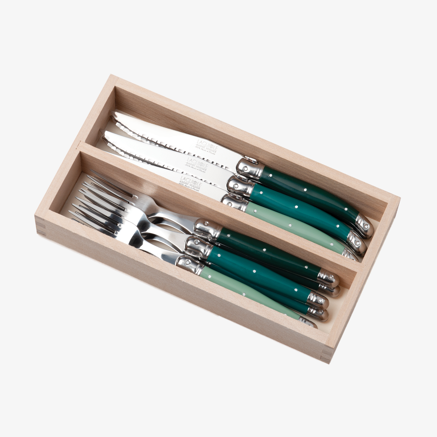 12 Piece Steak Knife & Fork Set in Wooden Presentation Tray