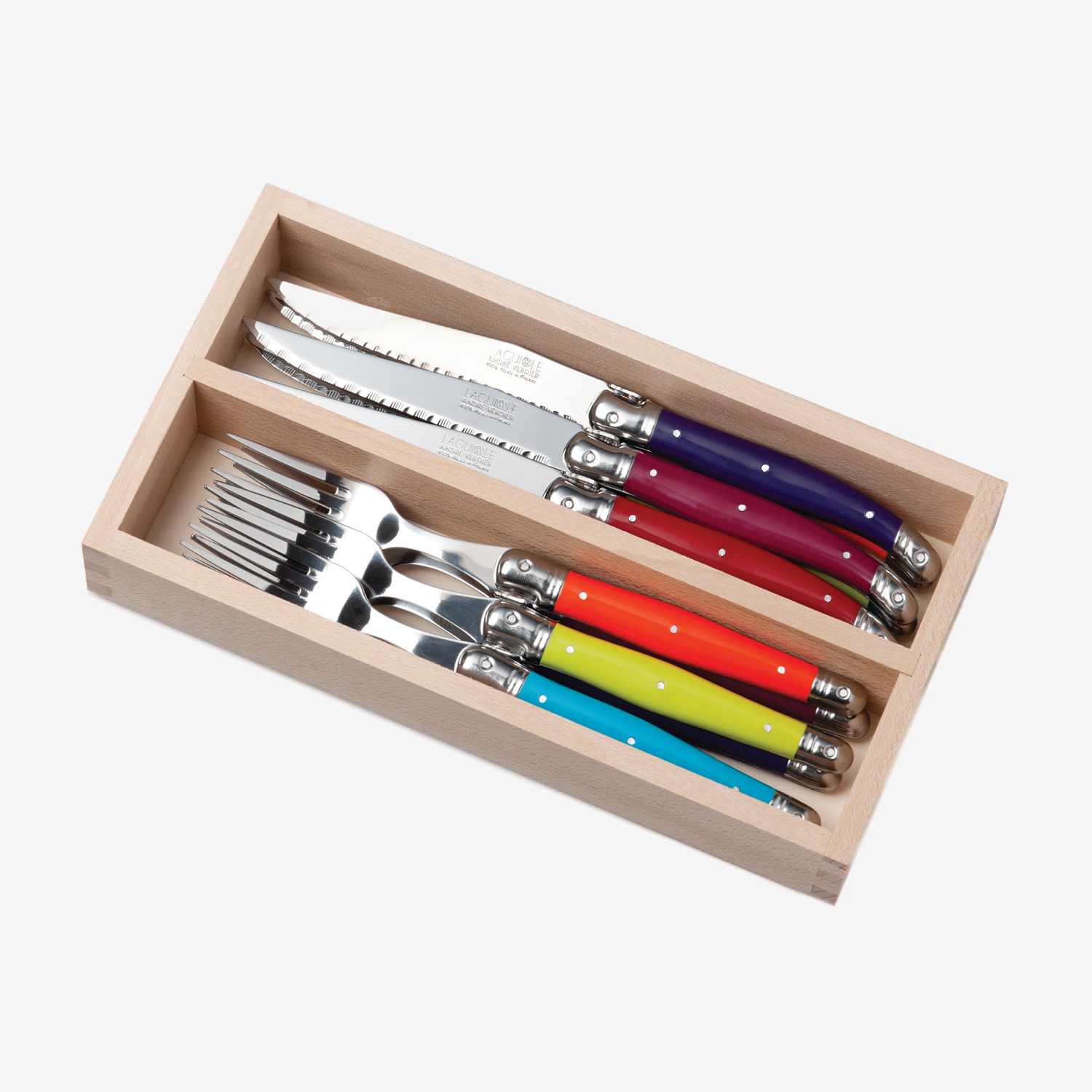 12 Piece Steak Knife & Fork Set in Wooden Presentation Tray