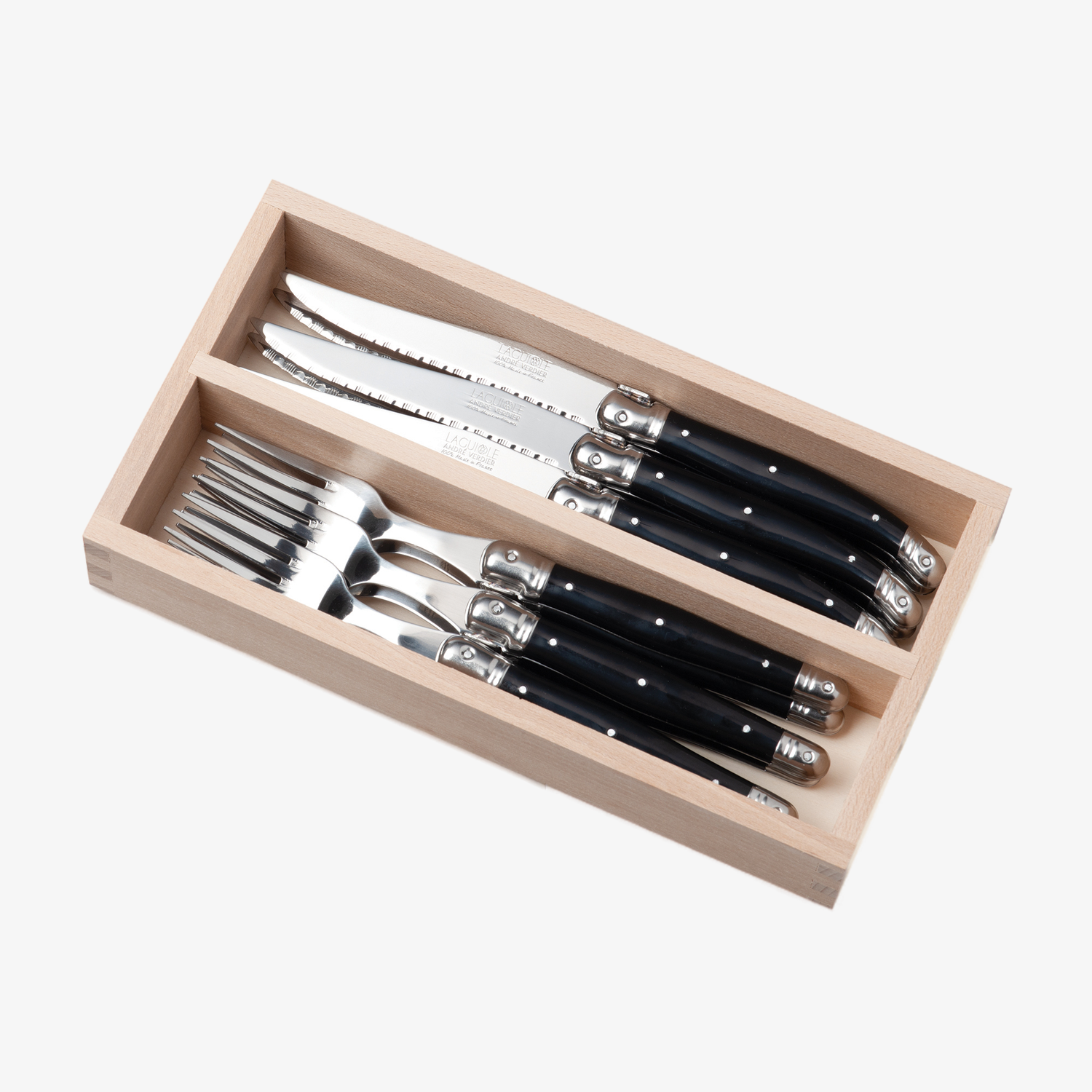 12 Piece Steak Knife & Fork Set in Wooden Presentation Tray