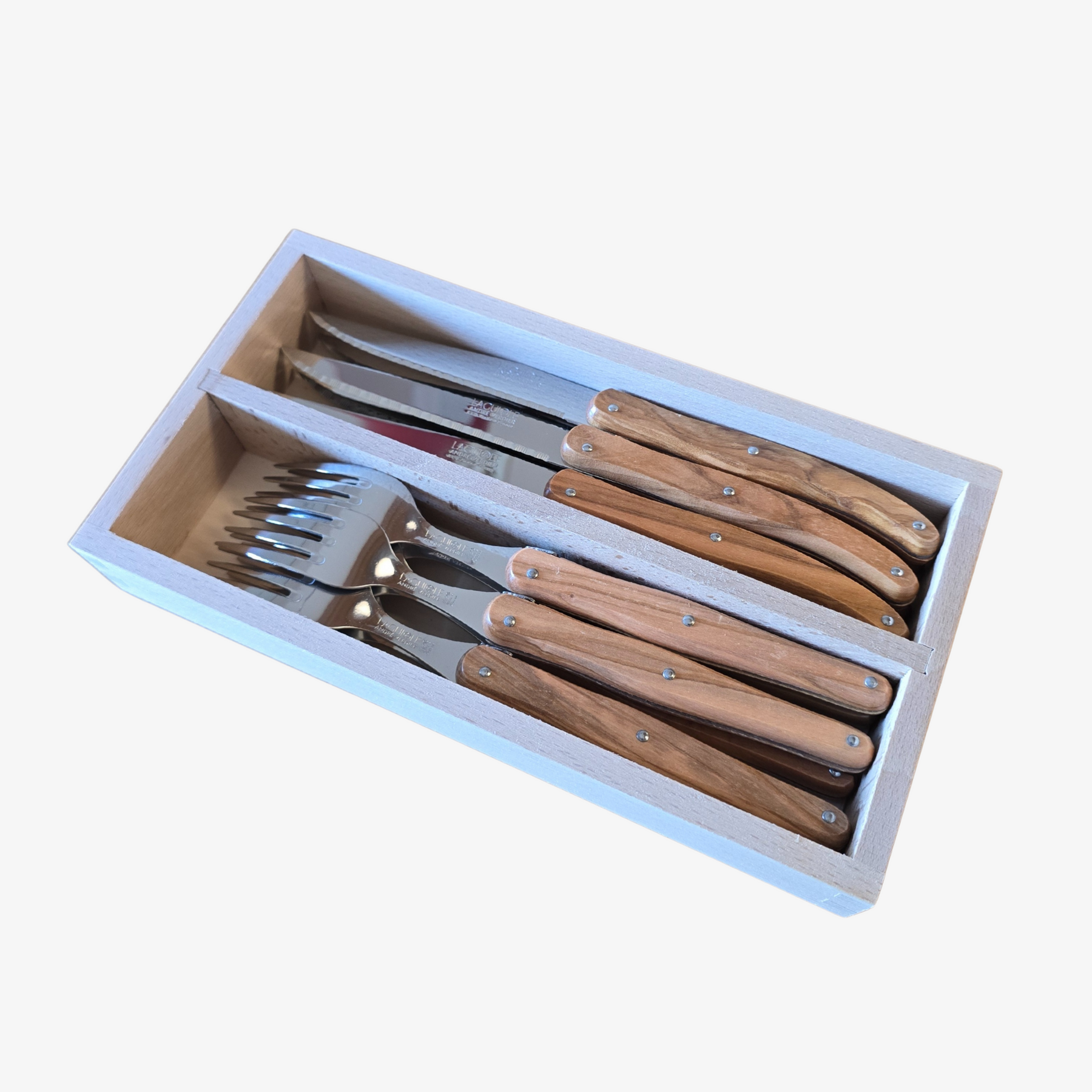 12 Piece Steak Knife & Fork Set in Wooden Presentation Tray