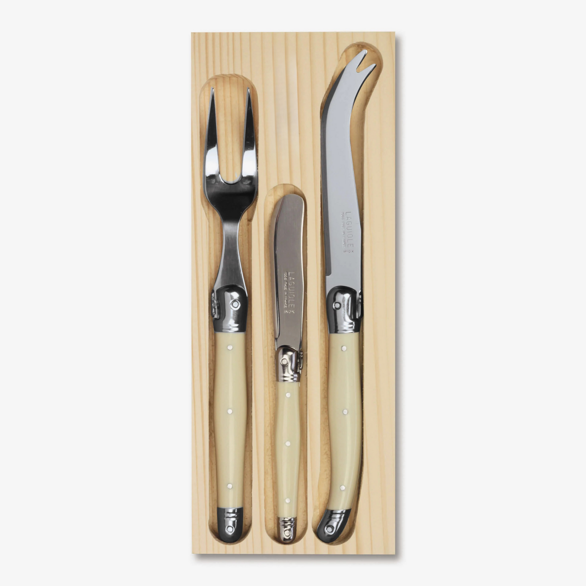 Cheese Knife, Fork & Butter Knife in a Tray