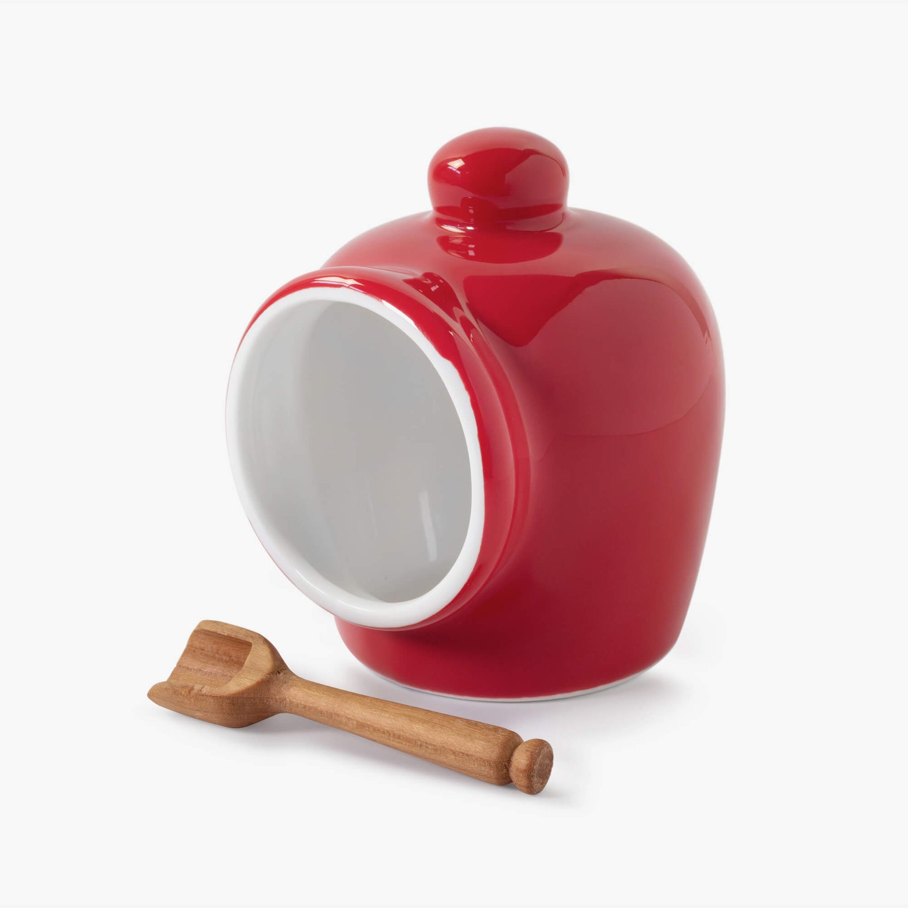 Porcelain Salt Pig with Wooden Spoon