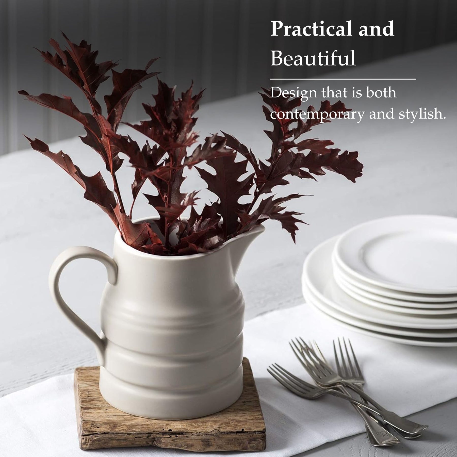 Large Porcelain Traditional Churn Jug, 2.5 Pint