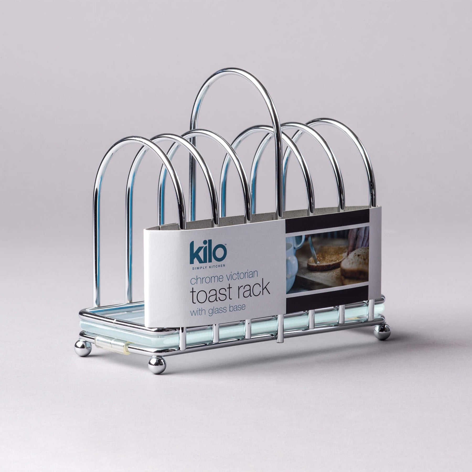 Chrome Toast Rack with Frosted Glass Base