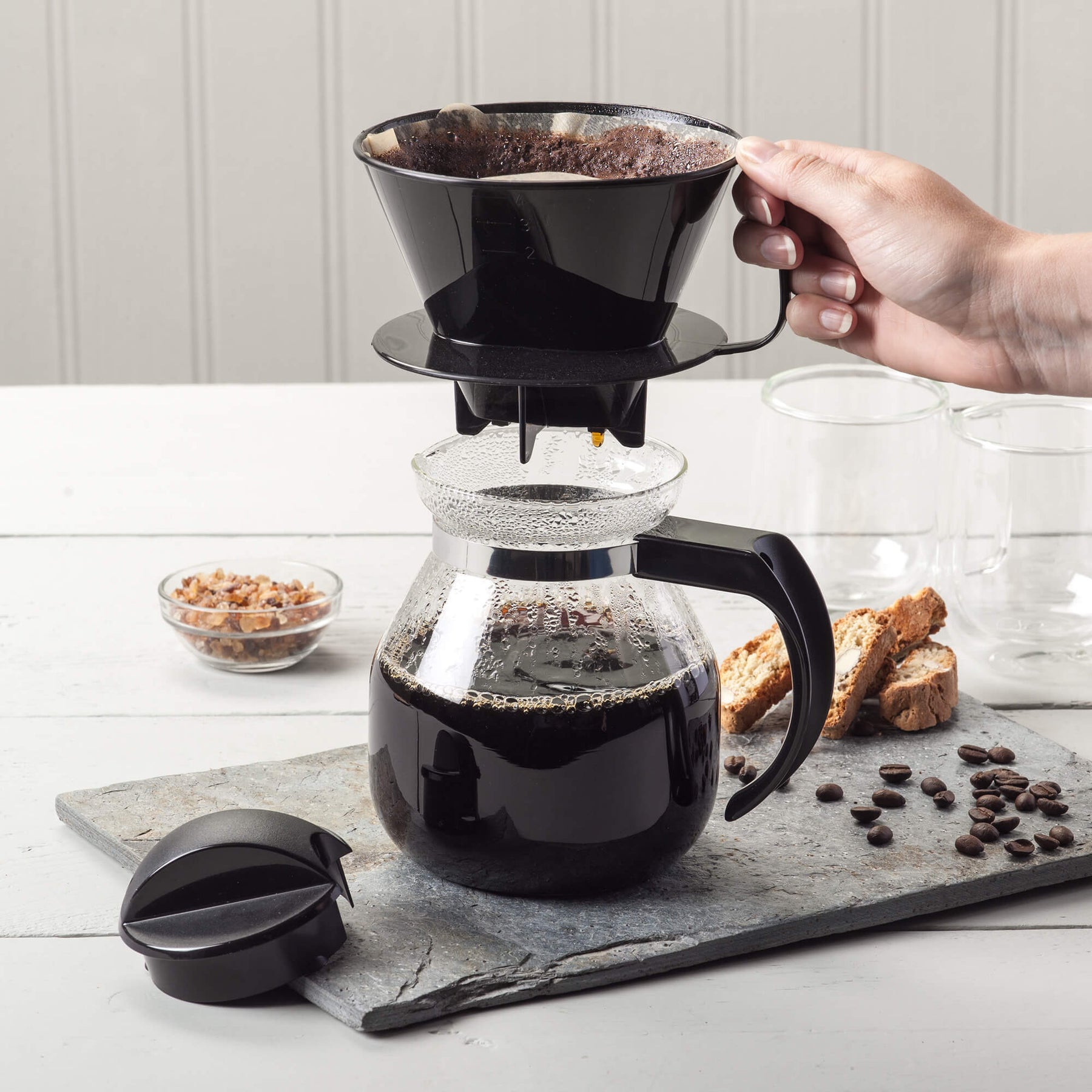 Glass Filter Coffee Jug with Lid, 1ltr