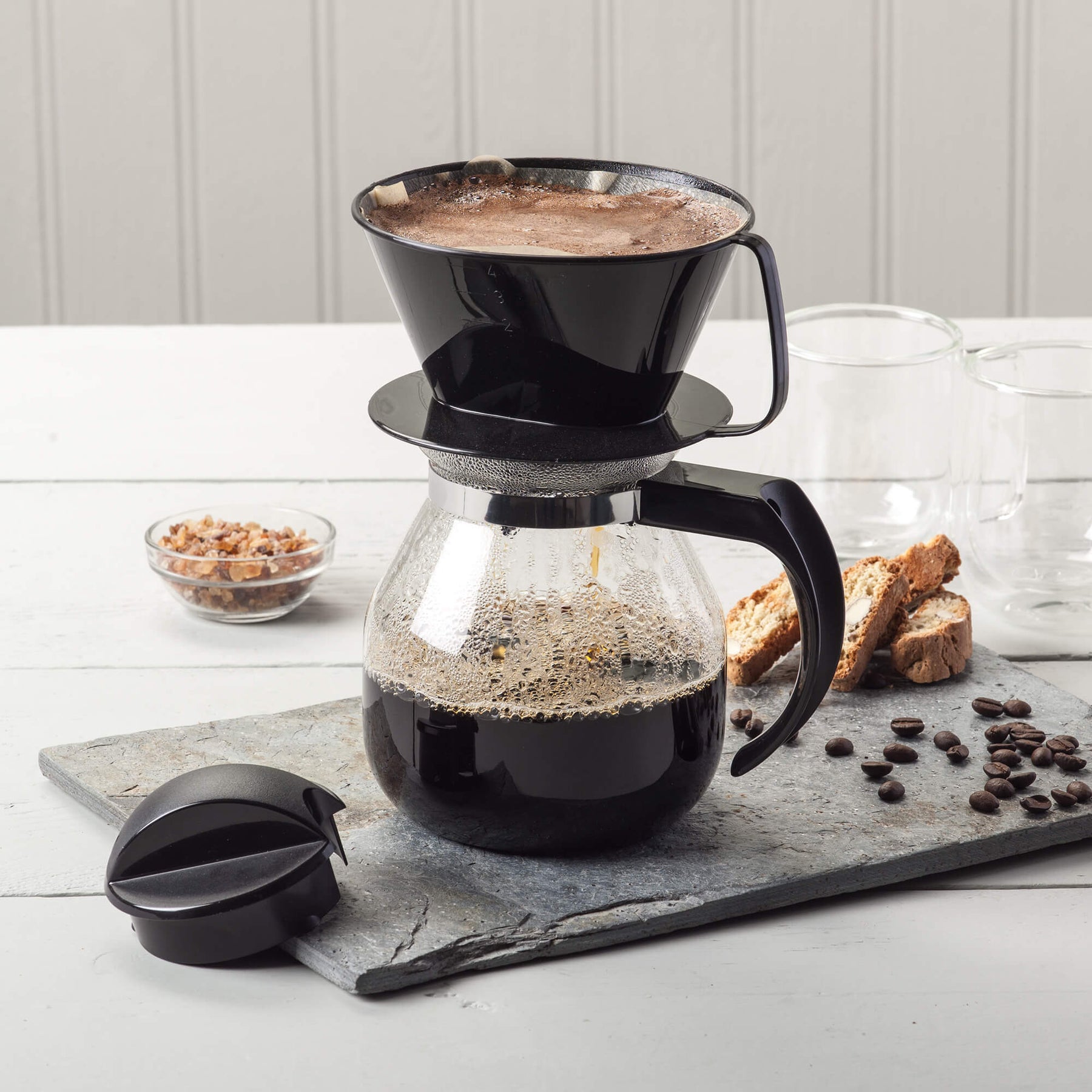 Glass Filter Coffee Jug with Lid, 1ltr
