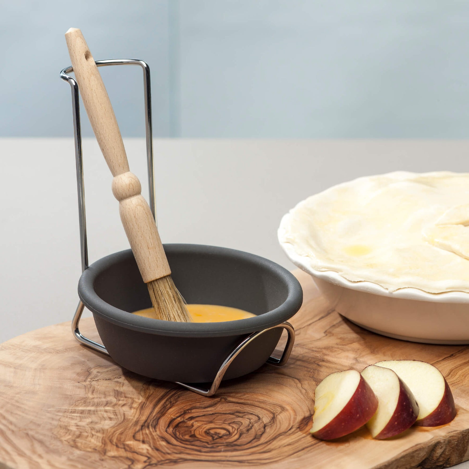 Silicone Spoon Rest and Basting Bowl with Chrome Stand