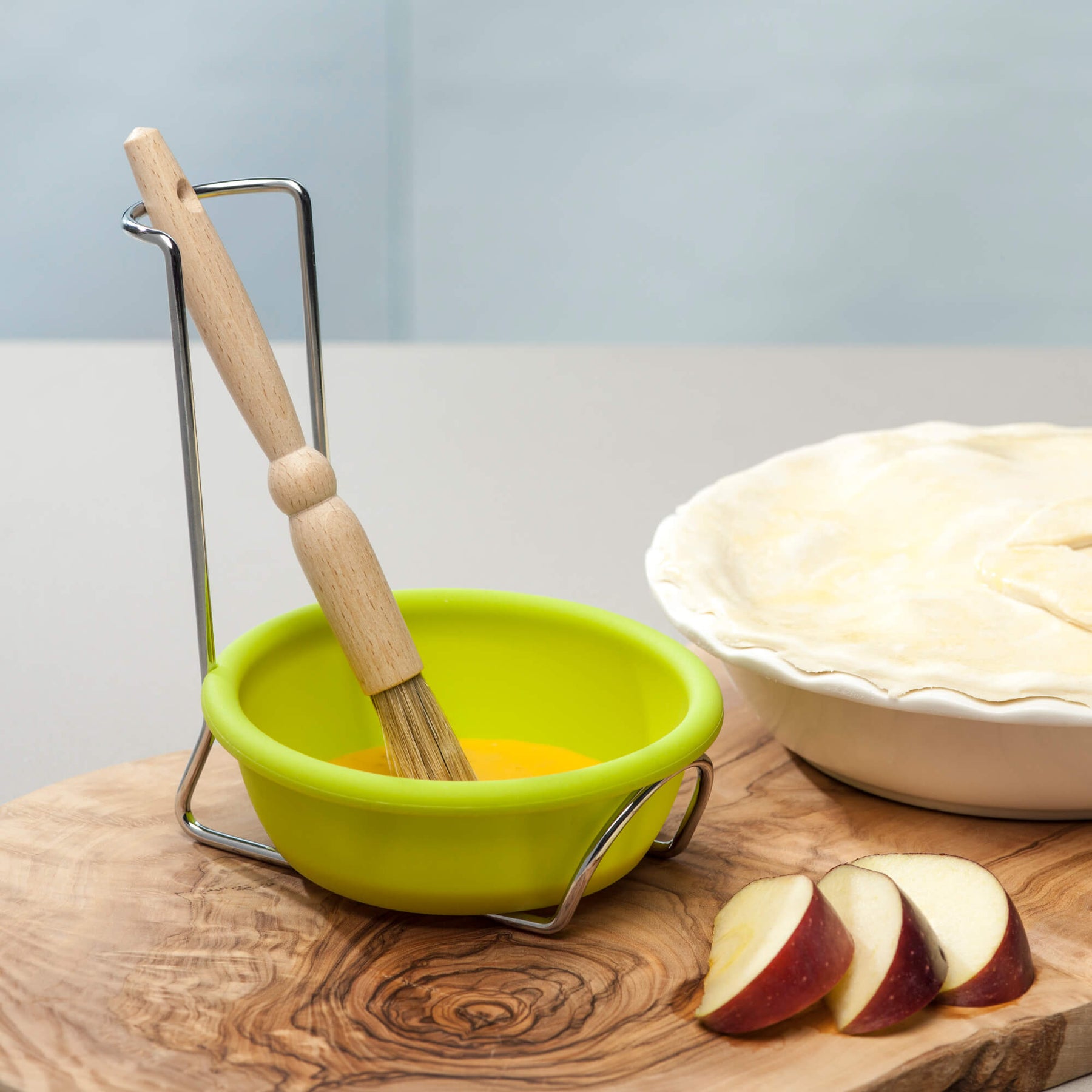 Silicone Spoon Rest and Basting Bowl with Chrome Stand