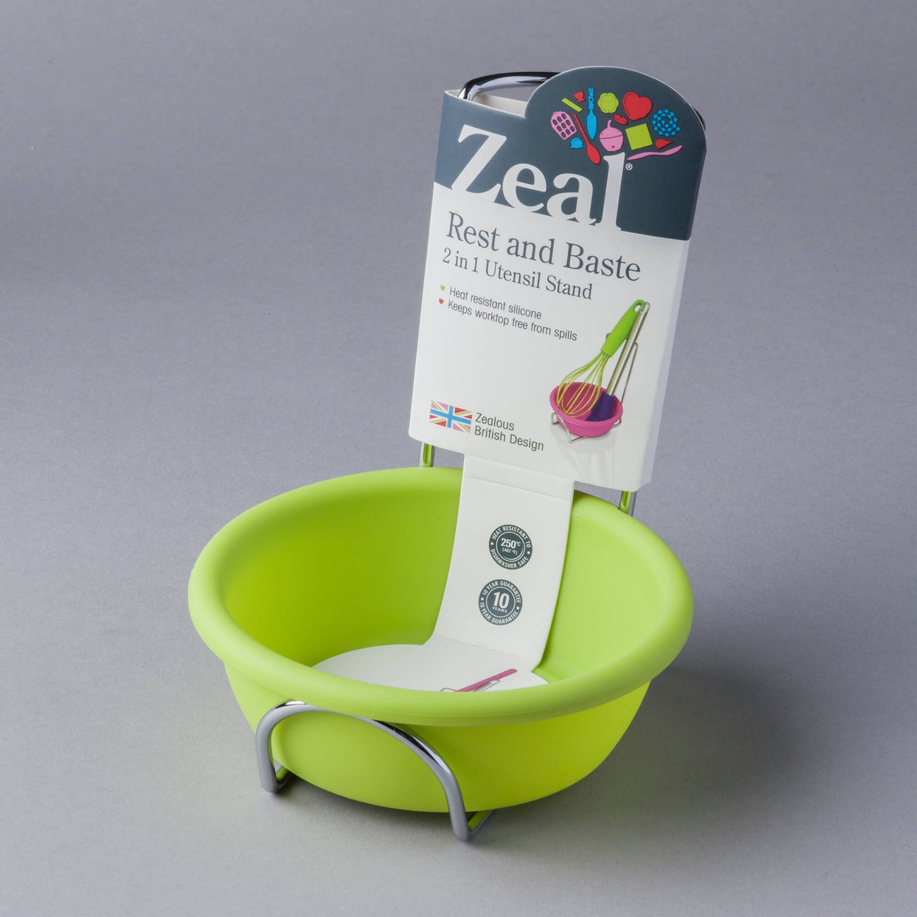 Silicone Spoon Rest and Basting Bowl with Chrome Stand