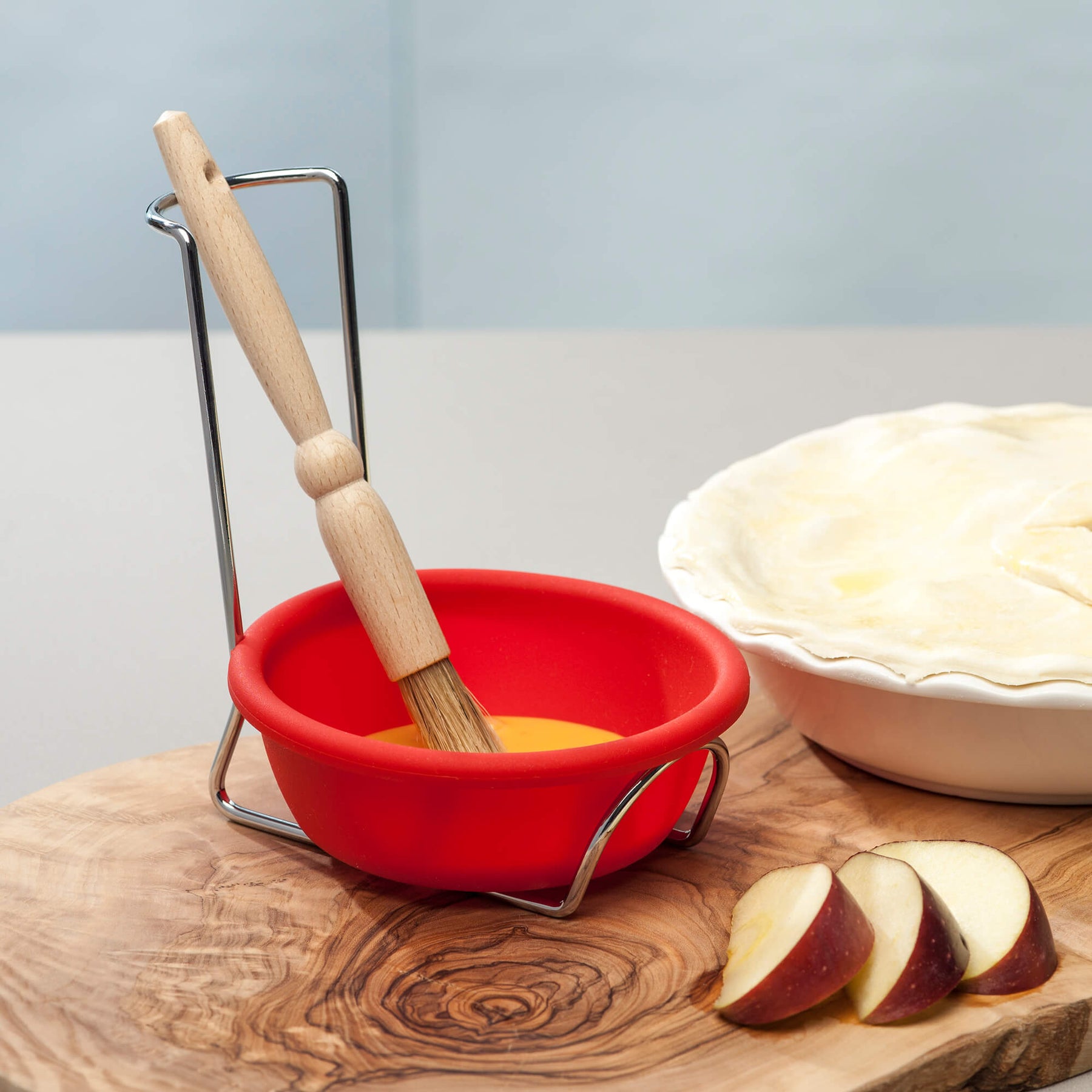 Silicone Spoon Rest and Basting Bowl with Chrome Stand