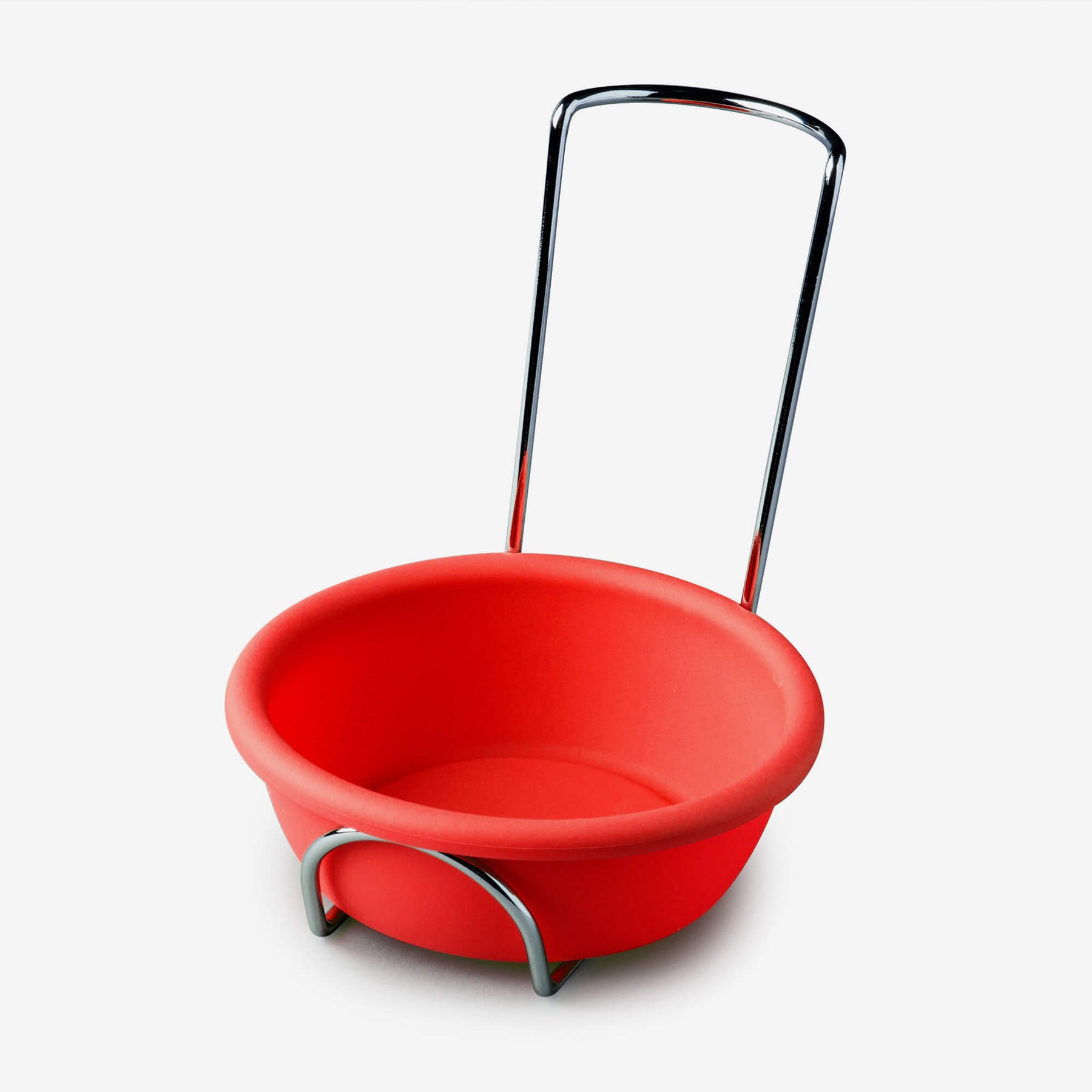 Silicone Spoon Rest and Basting Bowl with Chrome Stand