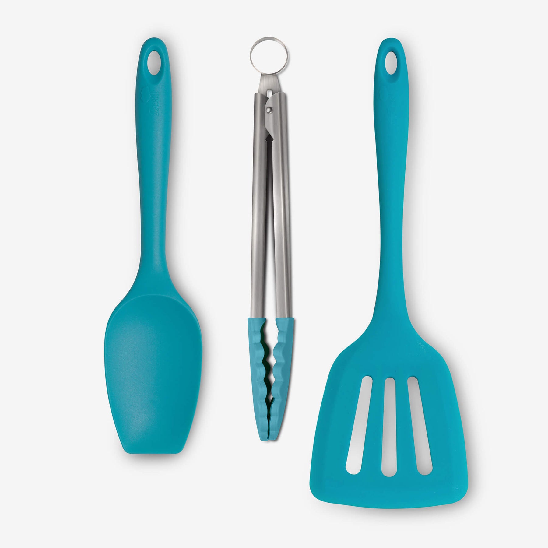 Silicone Kitchen Tongs, Slotted Turner & Spatula Spoon Set