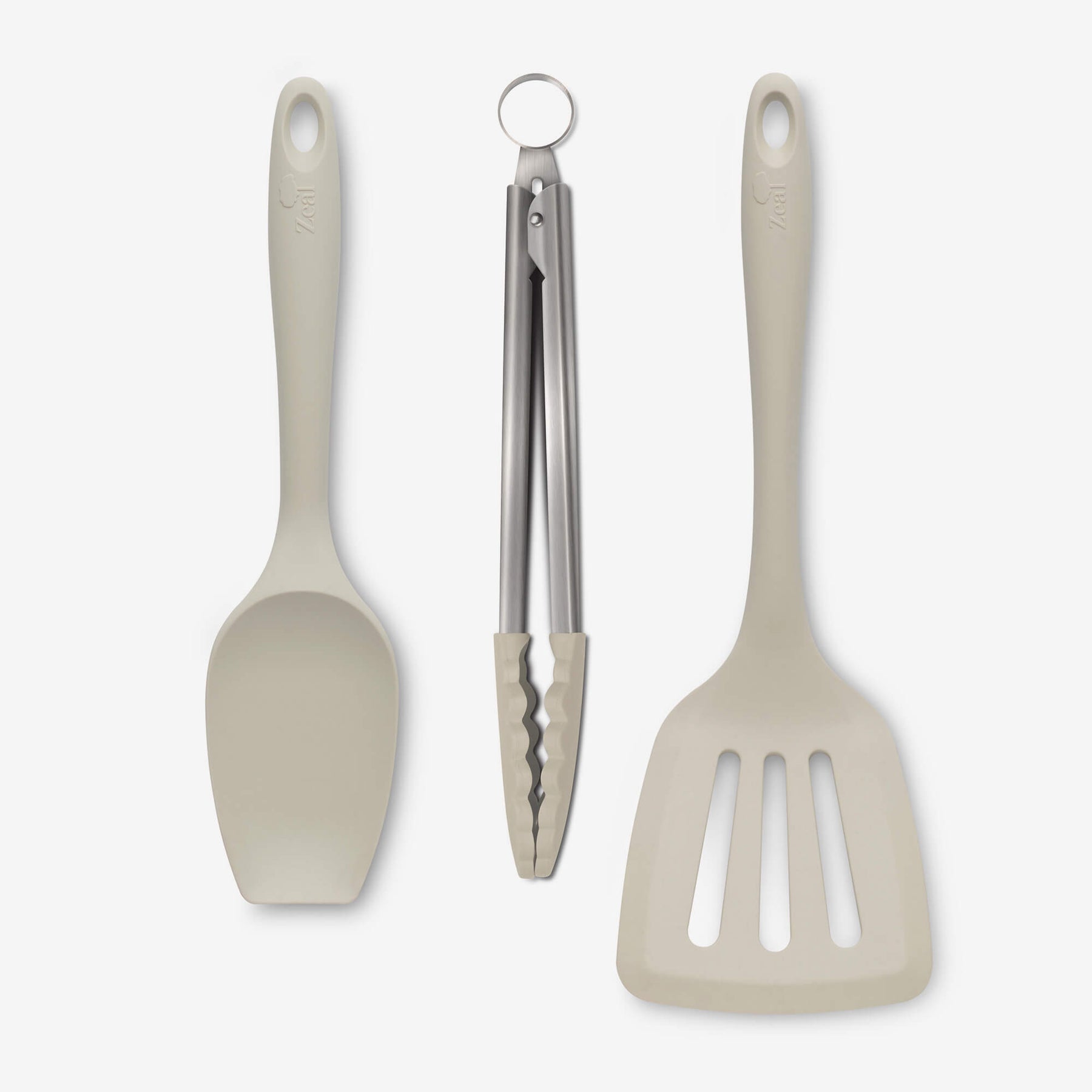 Silicone Kitchen Tongs, Slotted Turner & Spatula Spoon Set