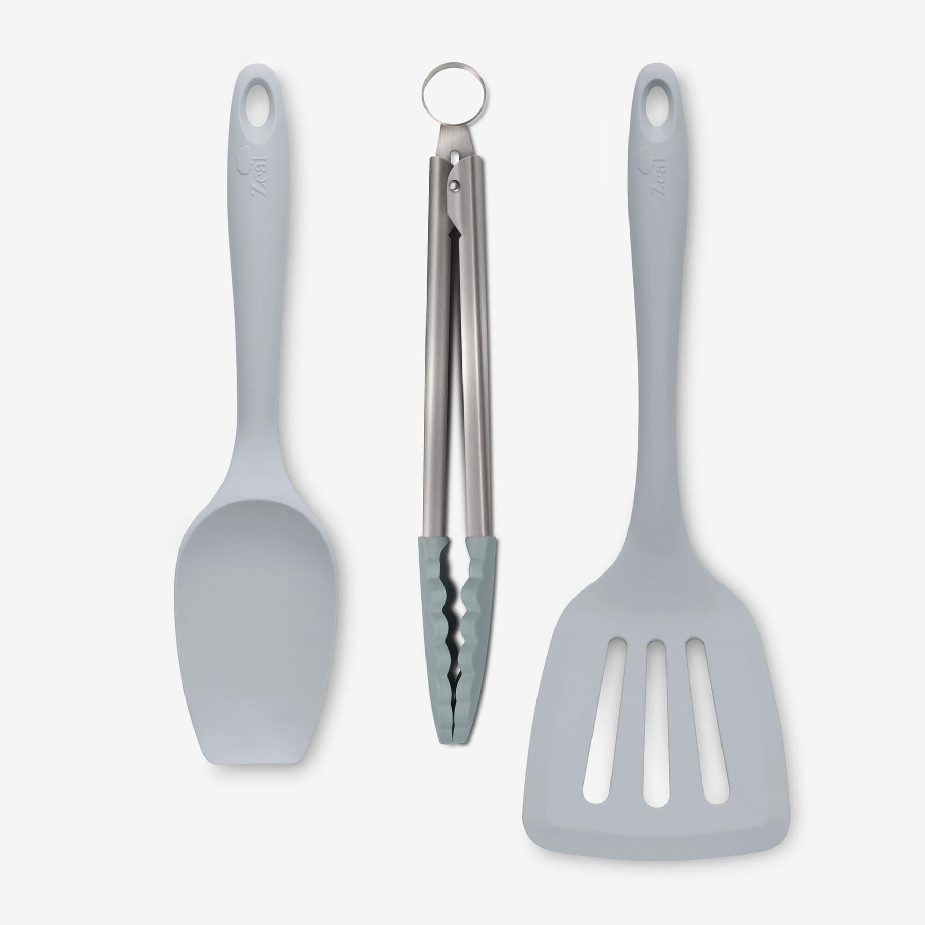 Silicone Kitchen Tongs, Slotted Turner & Spatula Spoon Set