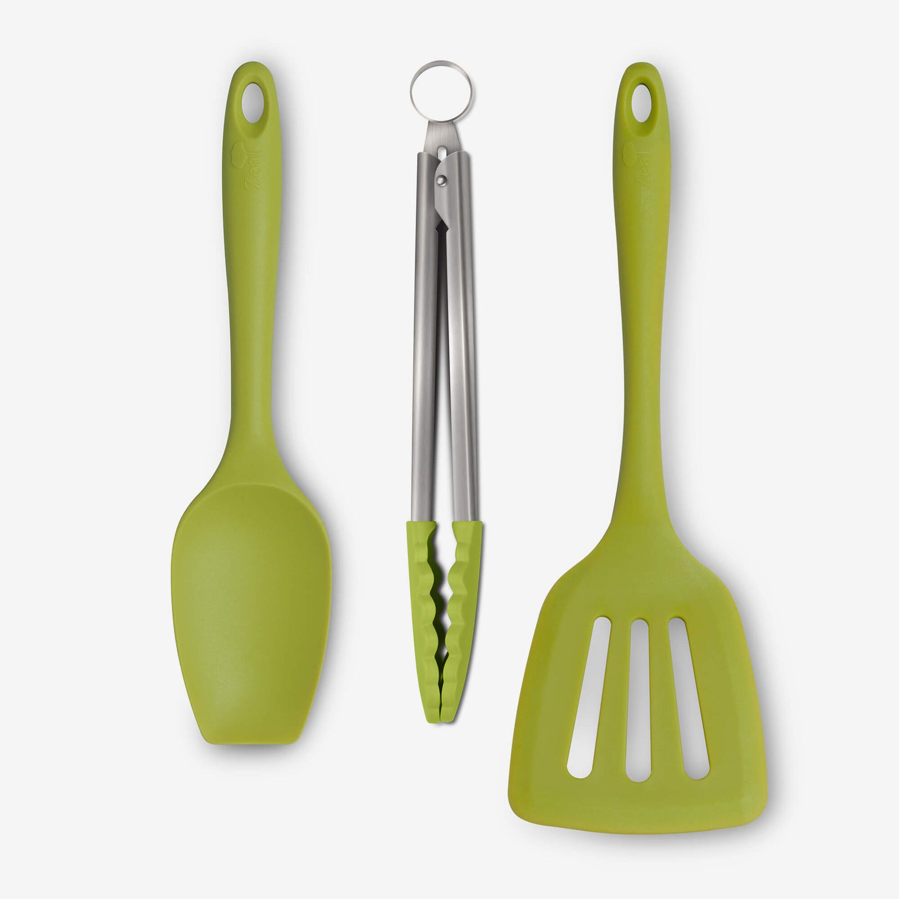 Silicone Kitchen Tongs, Slotted Turner & Spatula Spoon Set
