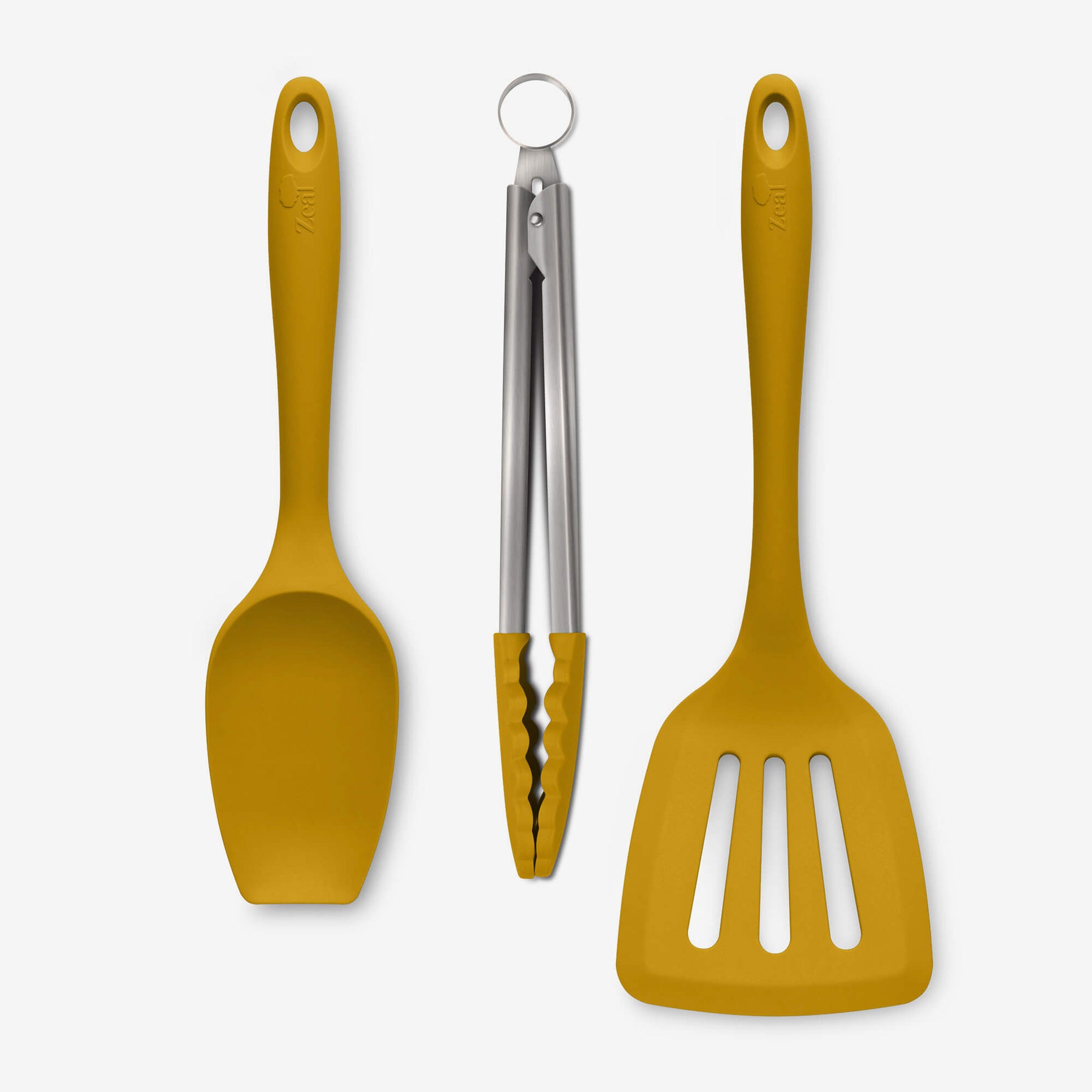 Silicone Kitchen Tongs, Slotted Turner & Spatula Spoon Set