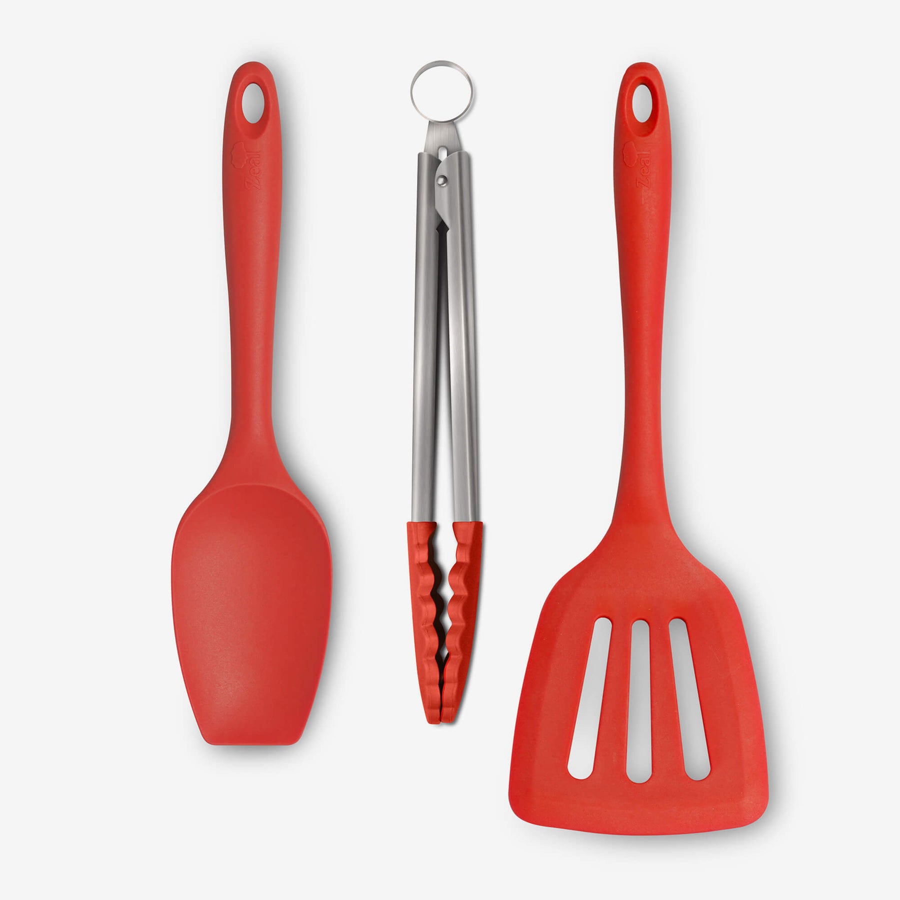 Silicone Kitchen Tongs, Slotted Turner & Spatula Spoon Set