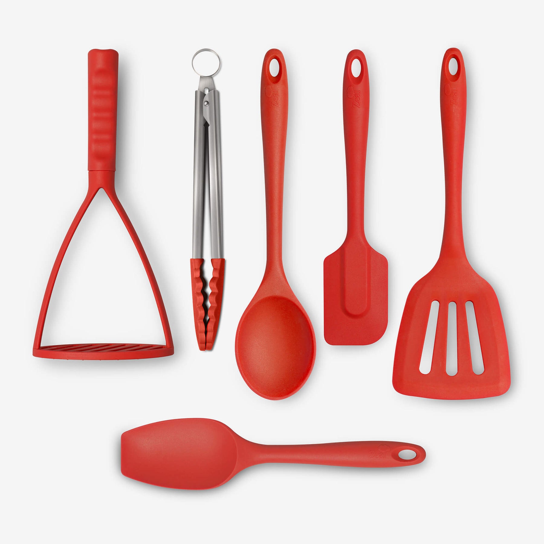 Silicone Kitchen Tongs, Flexitech Masher, Slotted Turner, Spoon, Spatula Spoon, Spatula Set