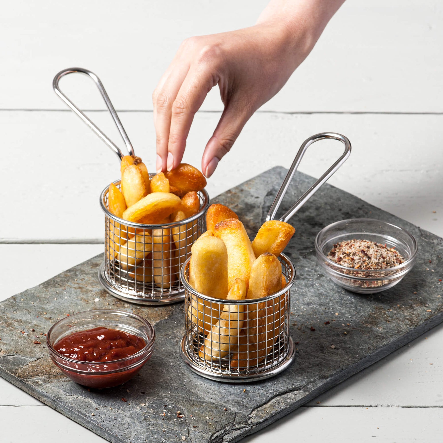 Mini Stainless Steel Serving Basket, Set of 2