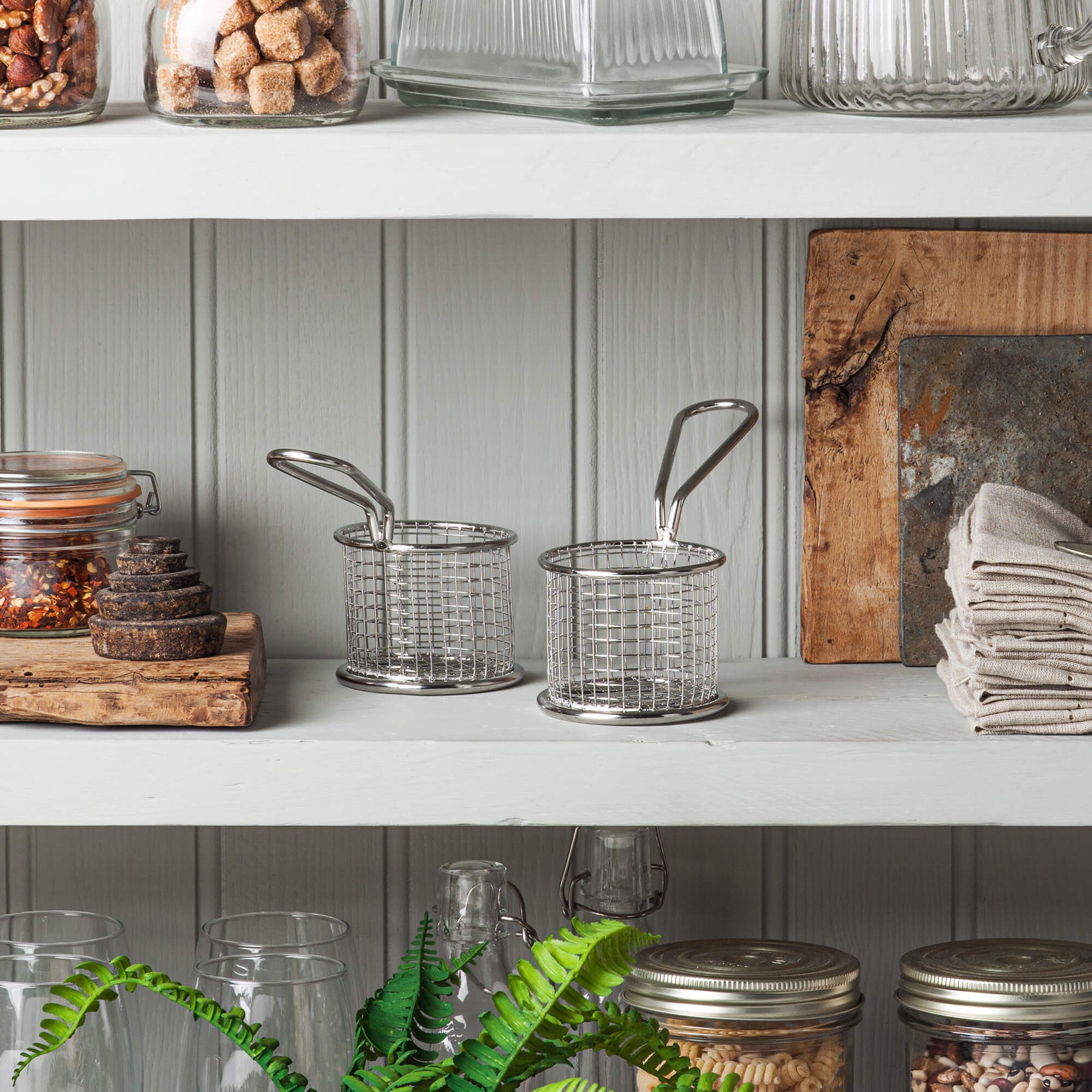 Mini Stainless Steel Serving Basket, Set of 2