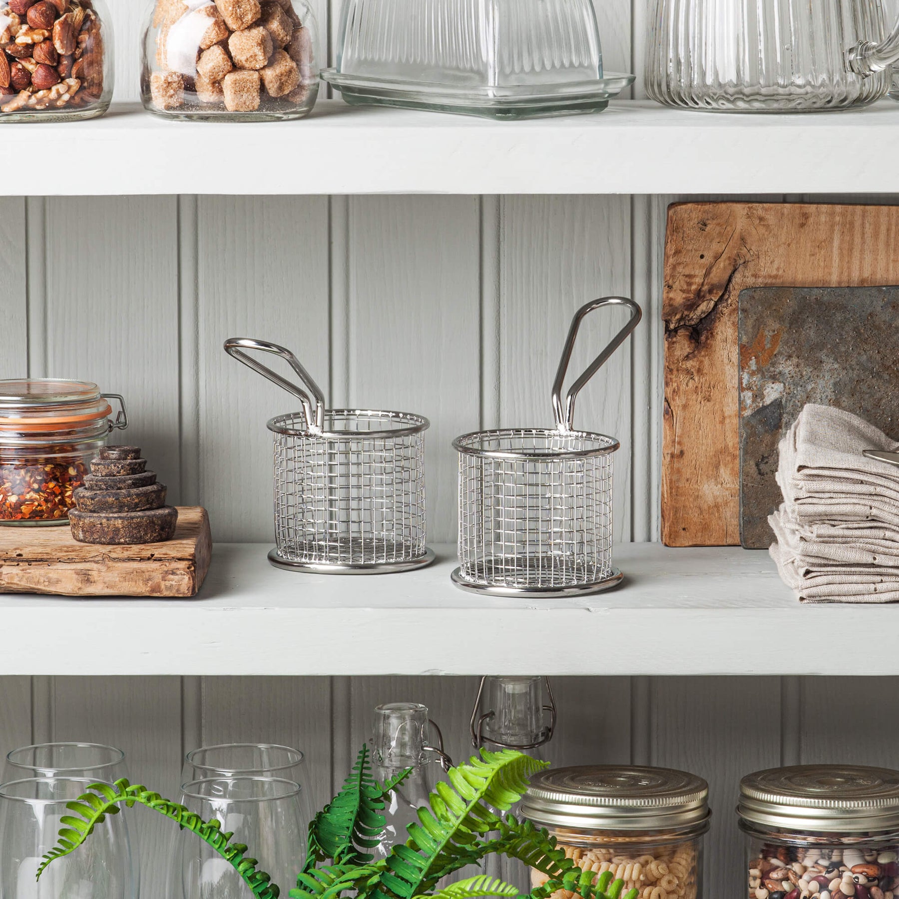 Mini Stainless Steel Serving Basket, Set of 2
