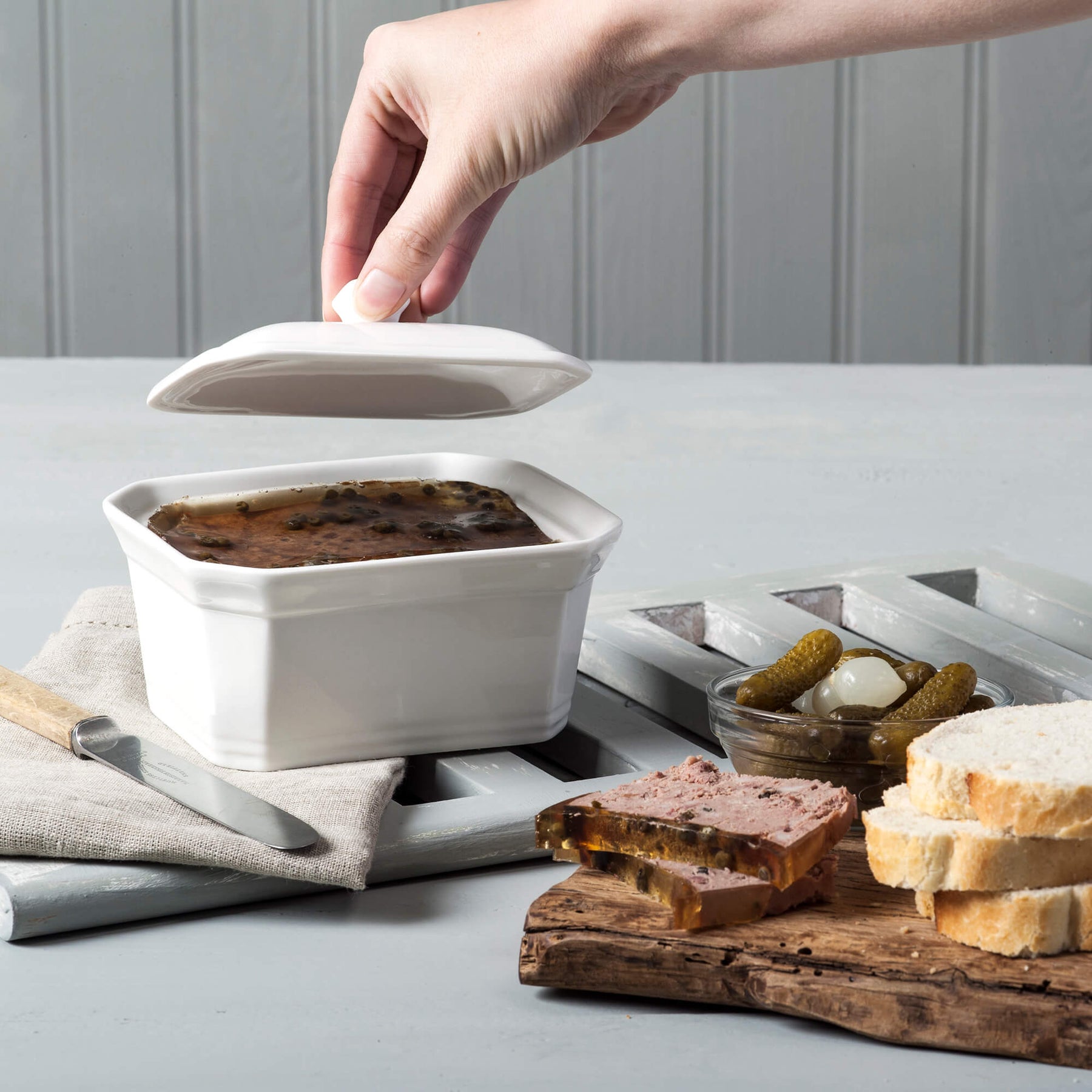 Porcelain Terrine/Butter Dish with Lid
