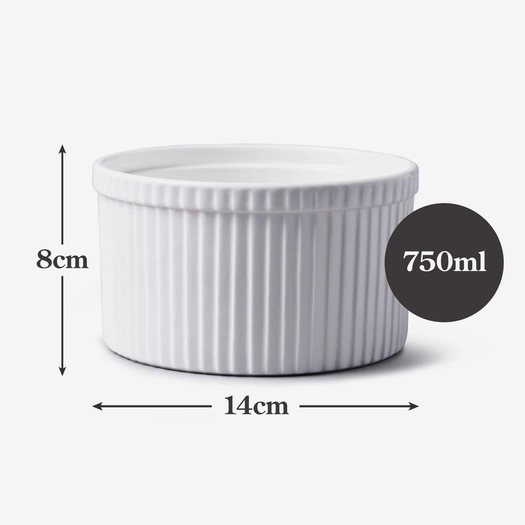 Porcelain Souffle Dish, Available in 3 Sizes