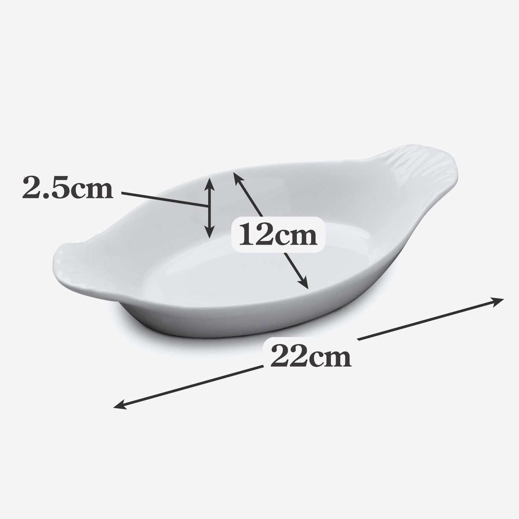 Porcelain Traditional Gratin Dish, Available in 3 Sizes