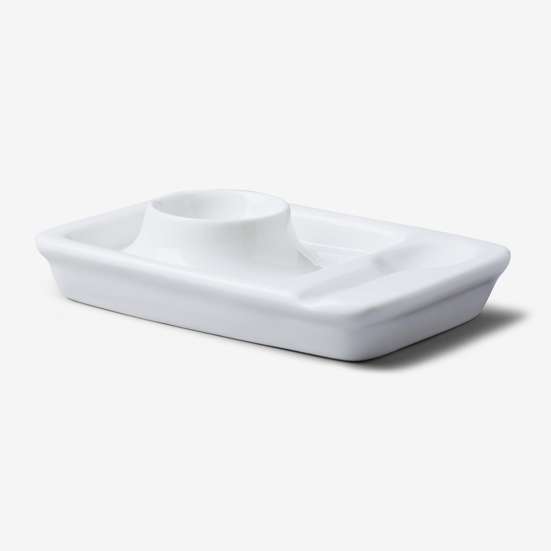Porcelain Egg Plate with Groove for Spoon