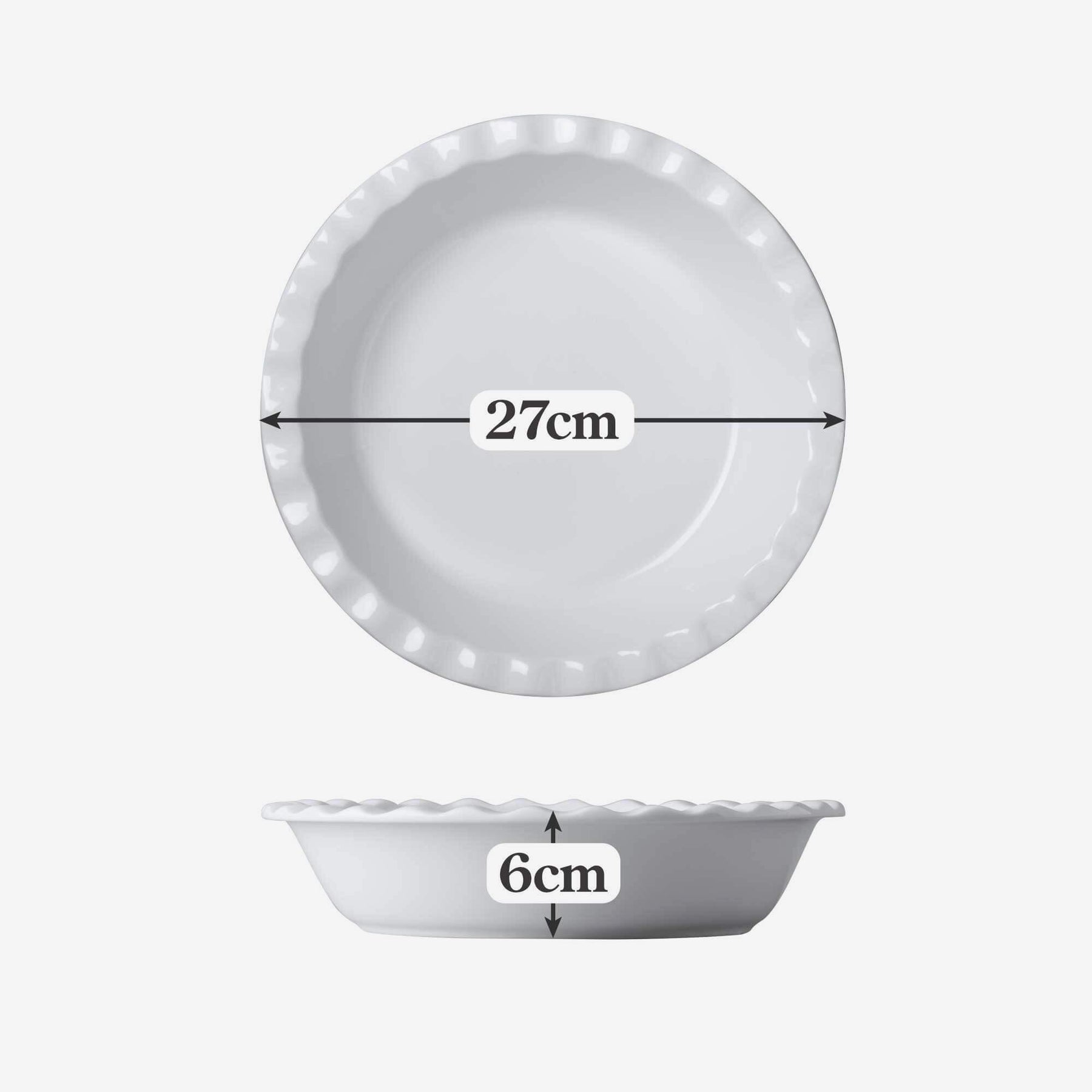 Porcelain Round Pie Dish with Crinkle Crust Rim
