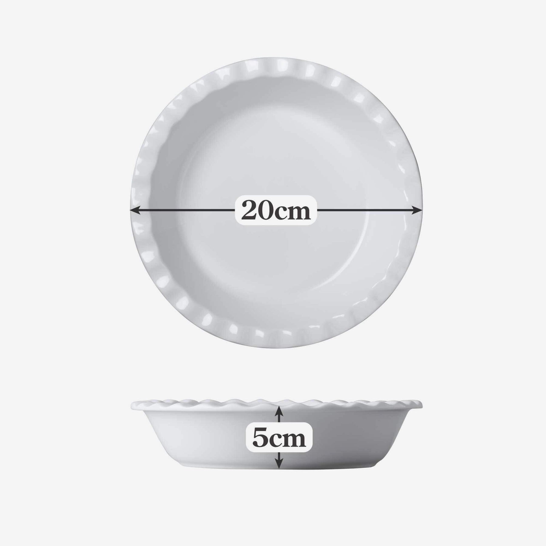 Porcelain Round Pie Dish with Crinkle Crust Rim