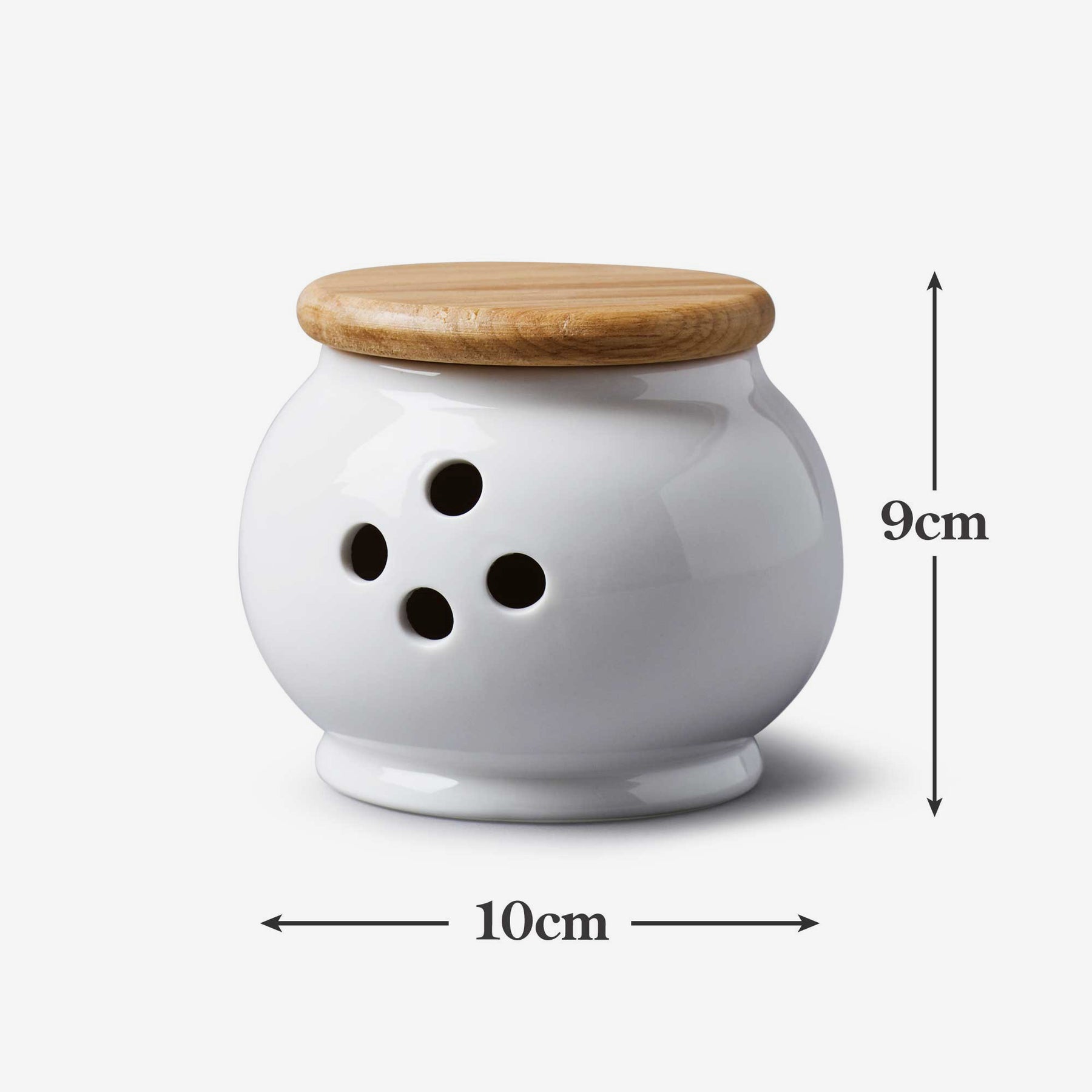 Porcelain Garlic Pot with Wooden Lid