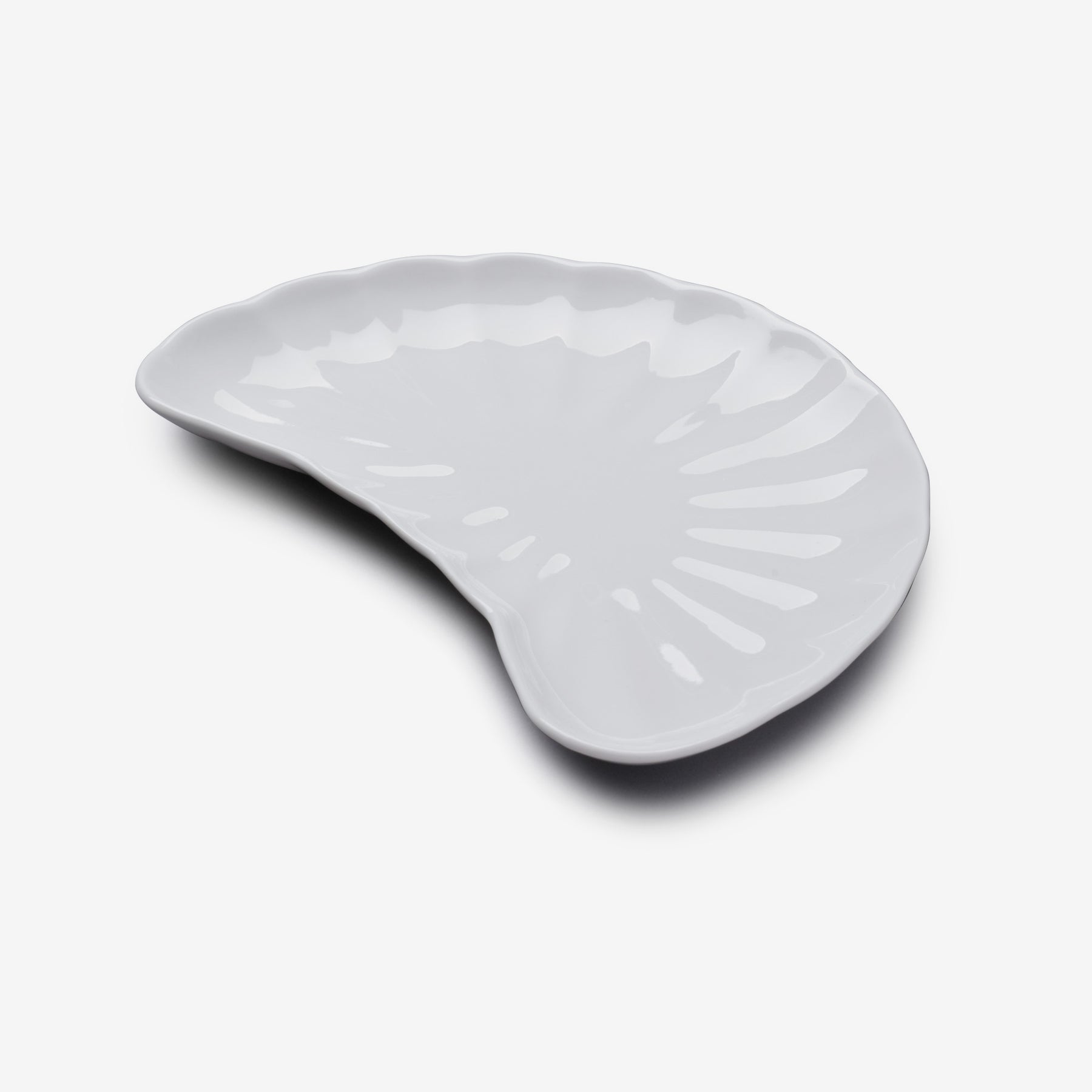 Porcelain Crescent Shaped Ribbed Side Dish