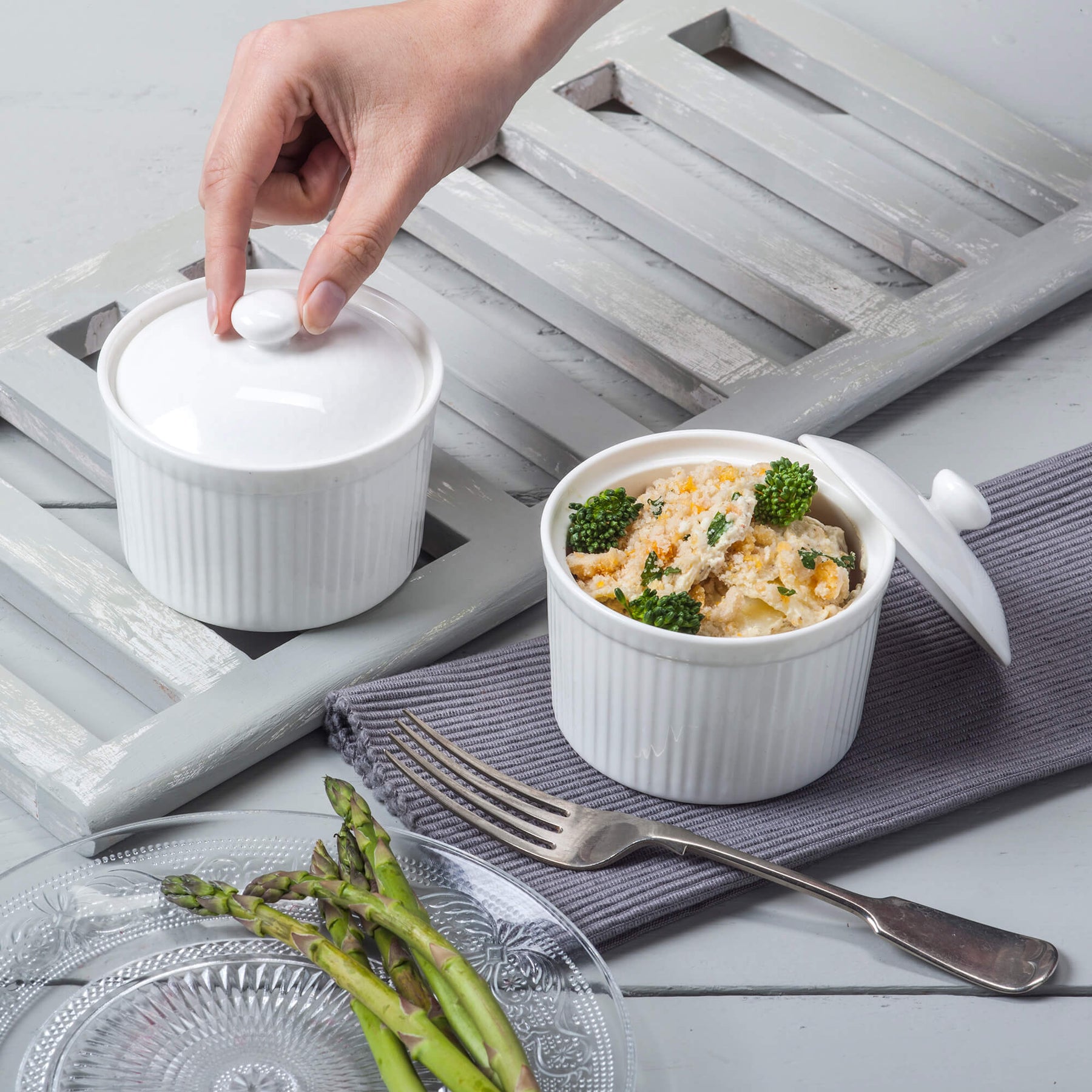 Porcelain Ramekin with Lid, Available in 2 Sizes
