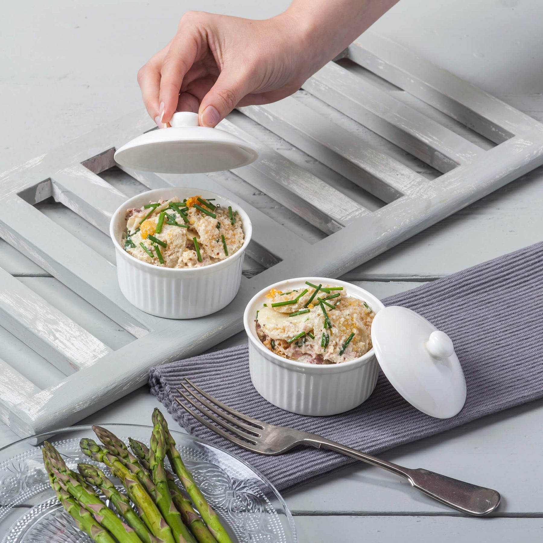 Porcelain Ramekin with Lid, Available in 2 Sizes