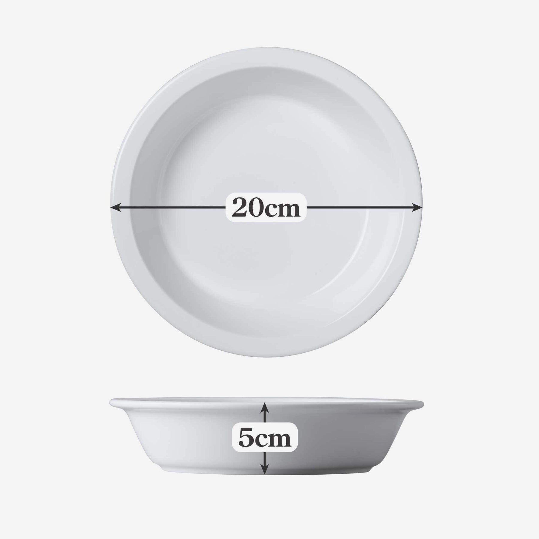Porcelain Round Straight Edge Pie Dish, Available in 2 Sizes
