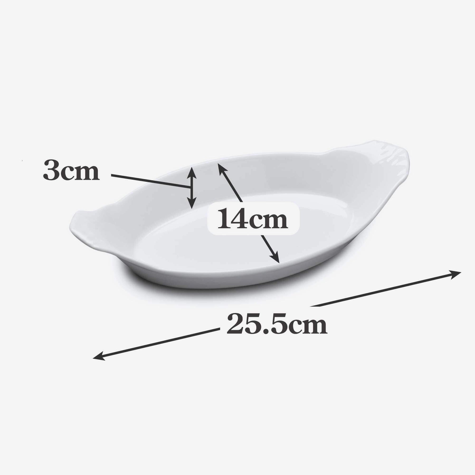 Porcelain Traditional Gratin Dish, Available in 3 Sizes