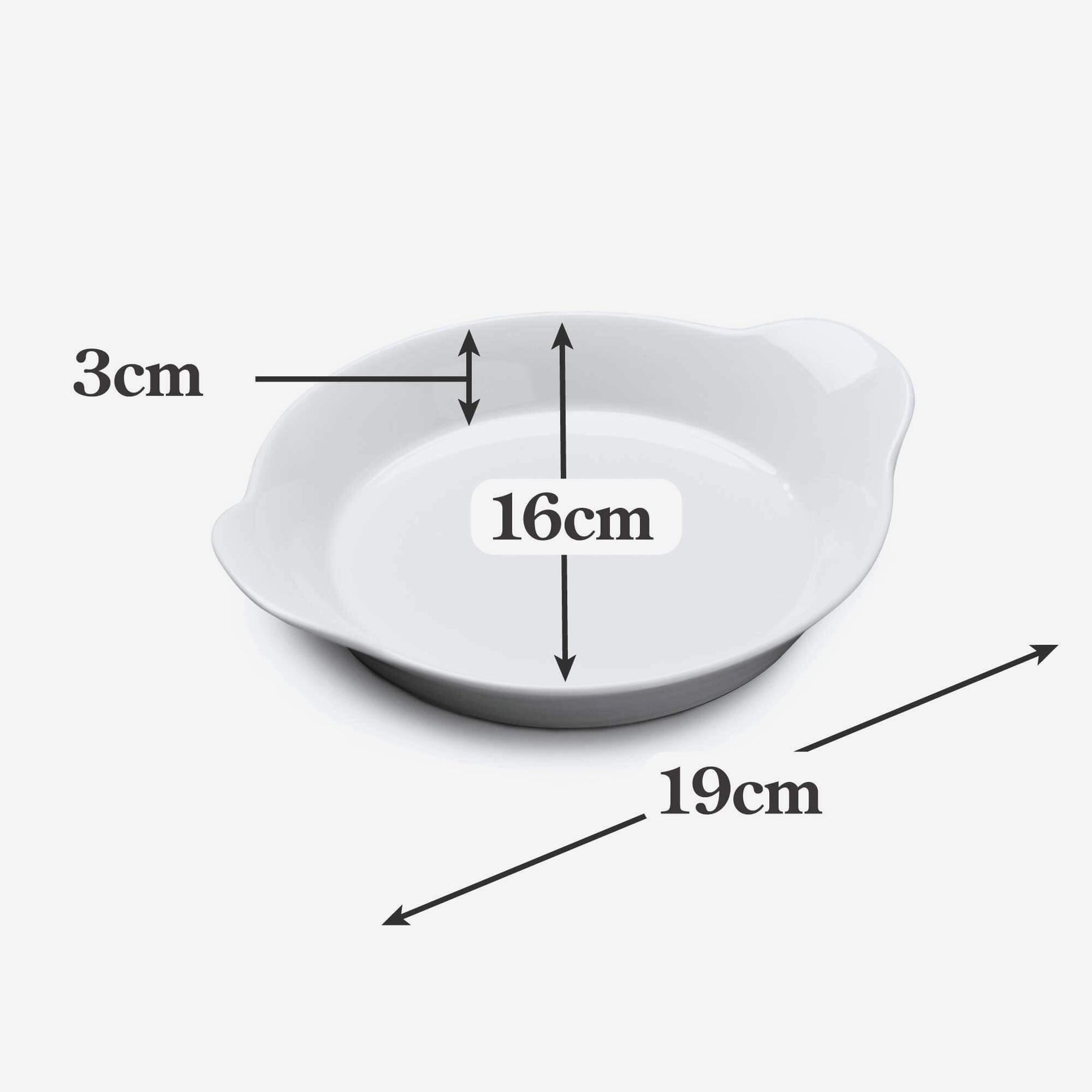 Porcelain Round Gratin Dish, Available in 2 Sizes