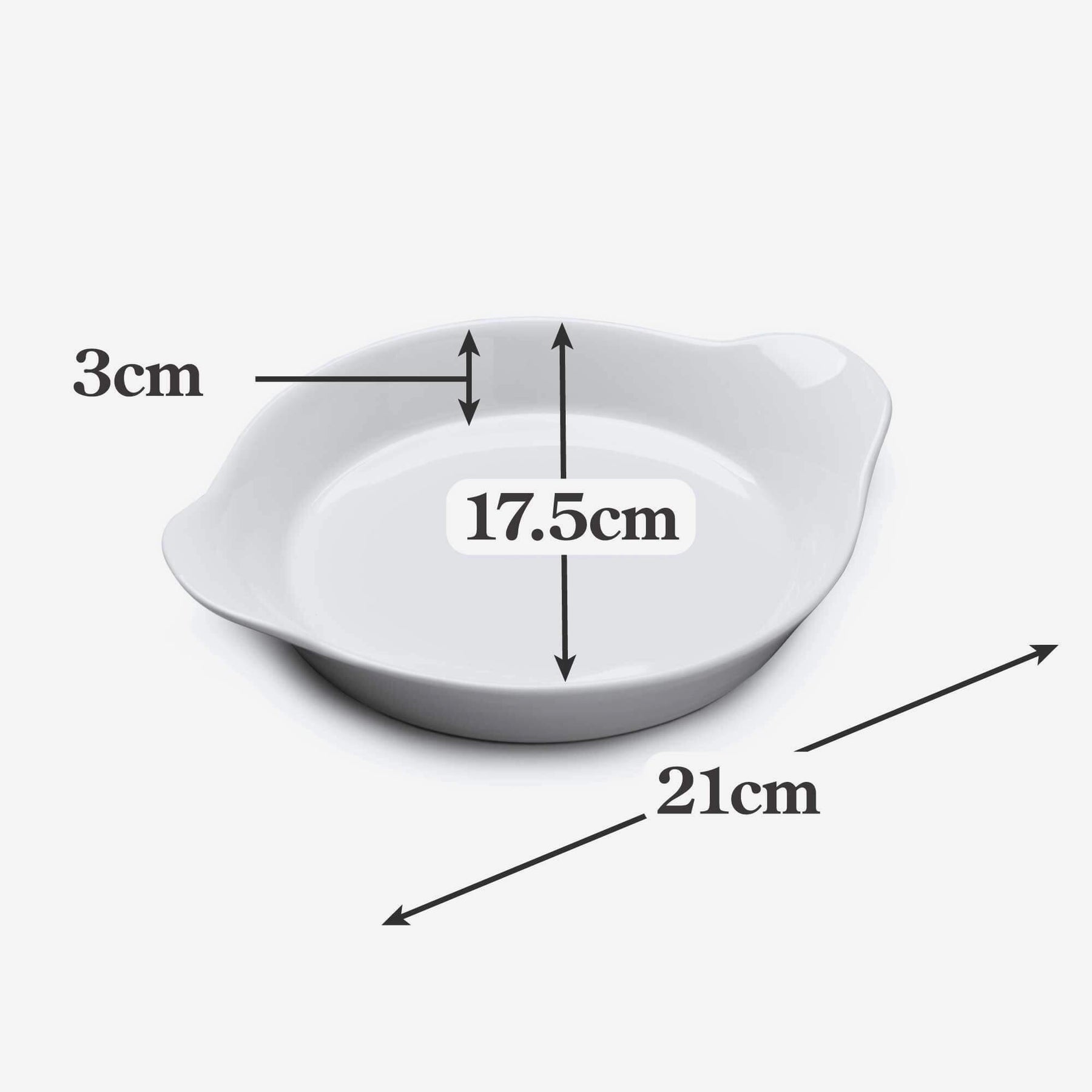 Porcelain Round Gratin Dish, Available in 2 Sizes