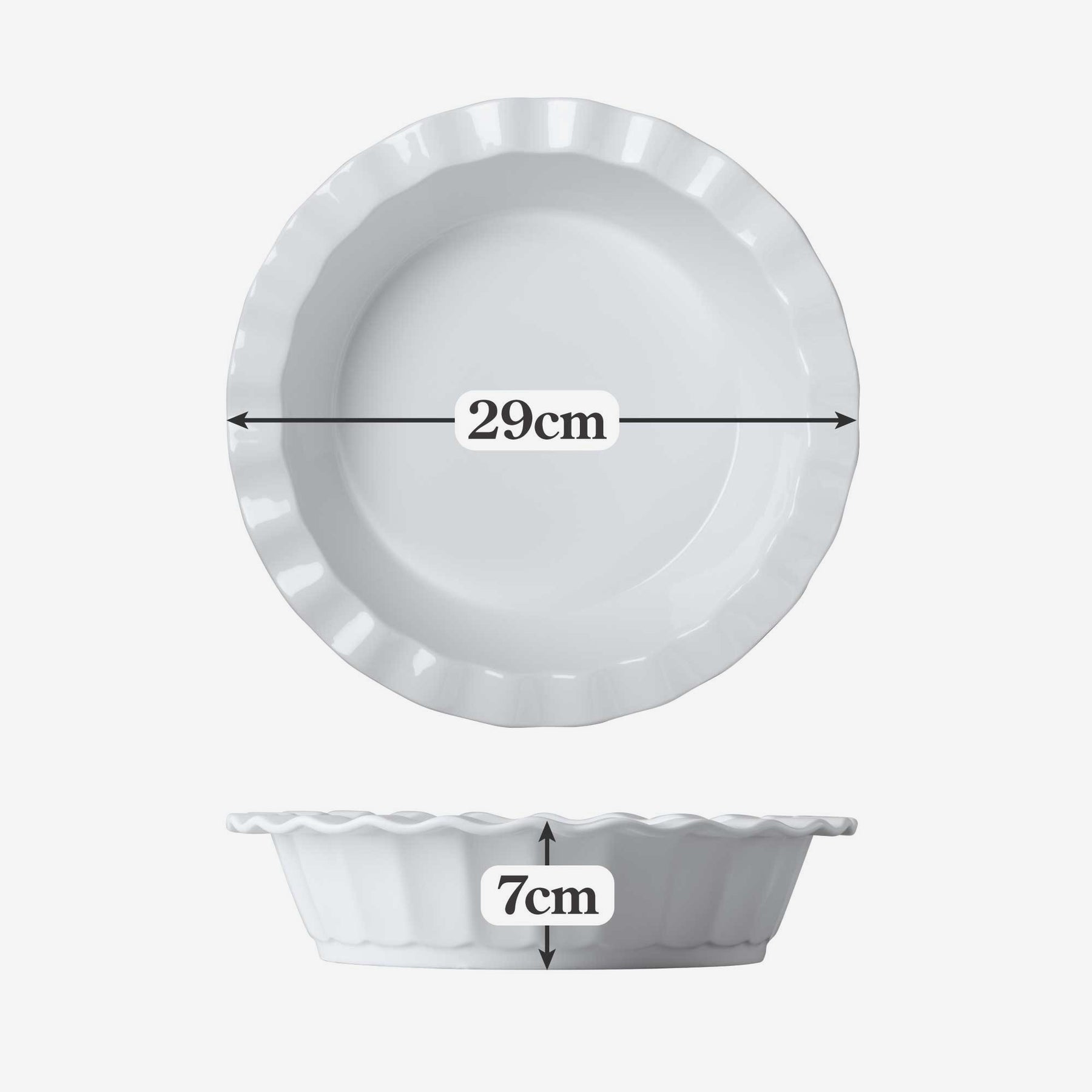 Porcelain Deep Round Crinkle Rim Pie Dish, Available in 2 Sizes