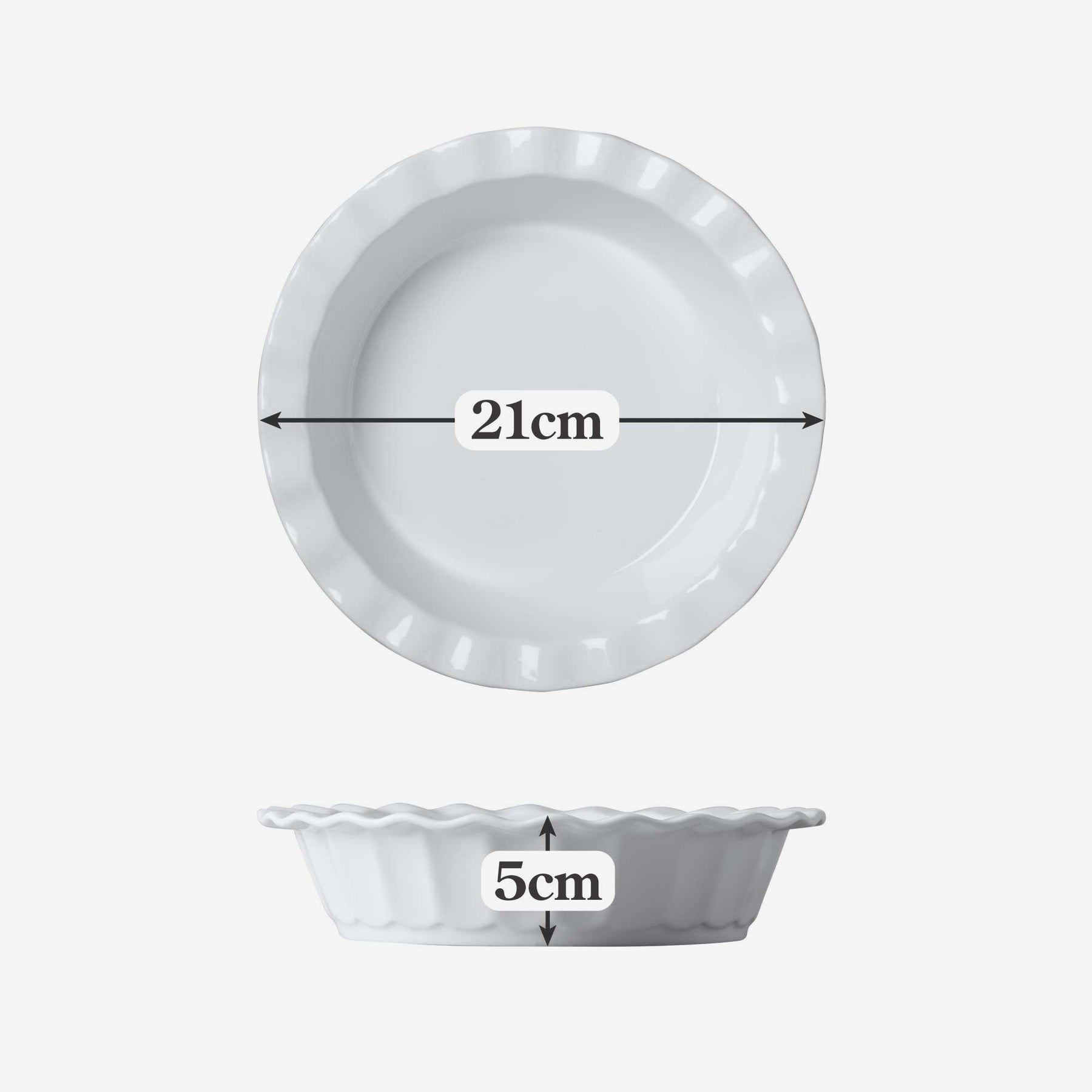 Porcelain Deep Round Crinkle Rim Pie Dish, Available in 2 Sizes