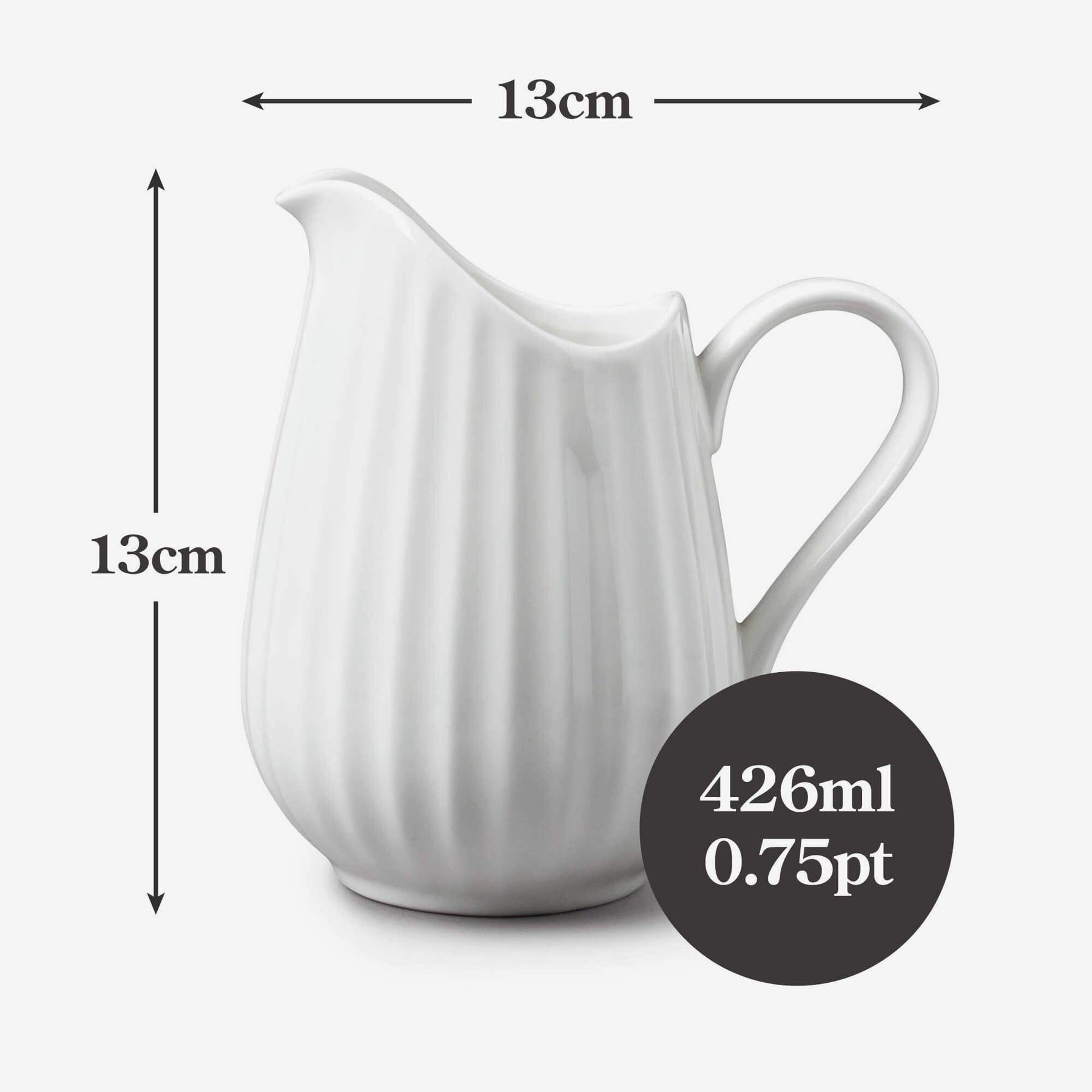 Porcelain Fluted Jug, Available in 3 Sizes
