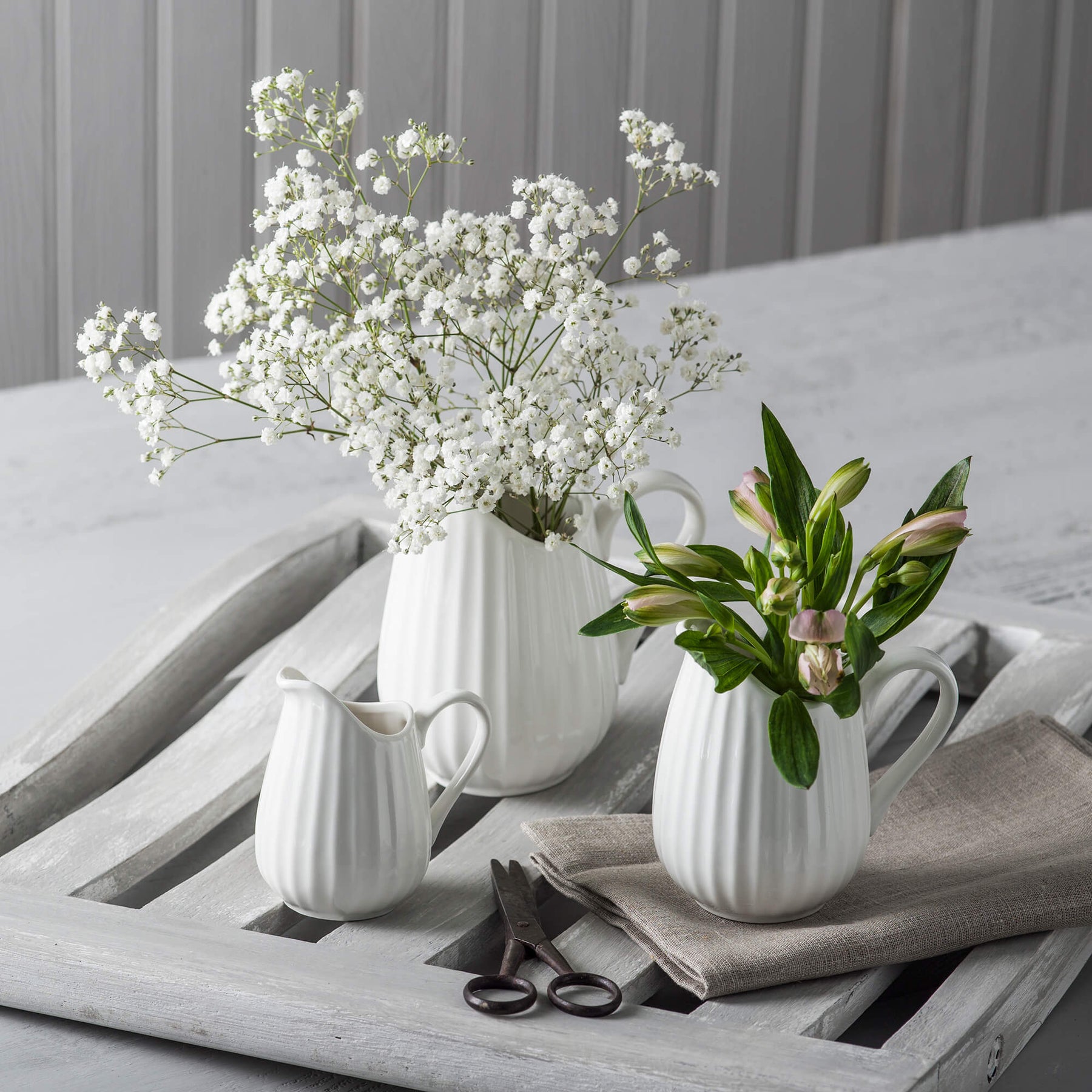 Porcelain Fluted Jug, Set of 3