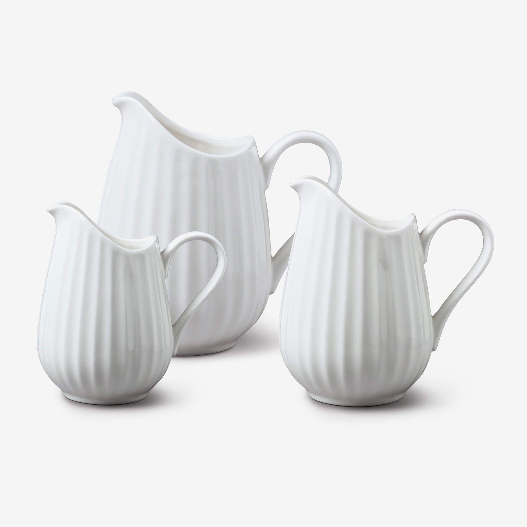 Porcelain Fluted Jug, Set of 3