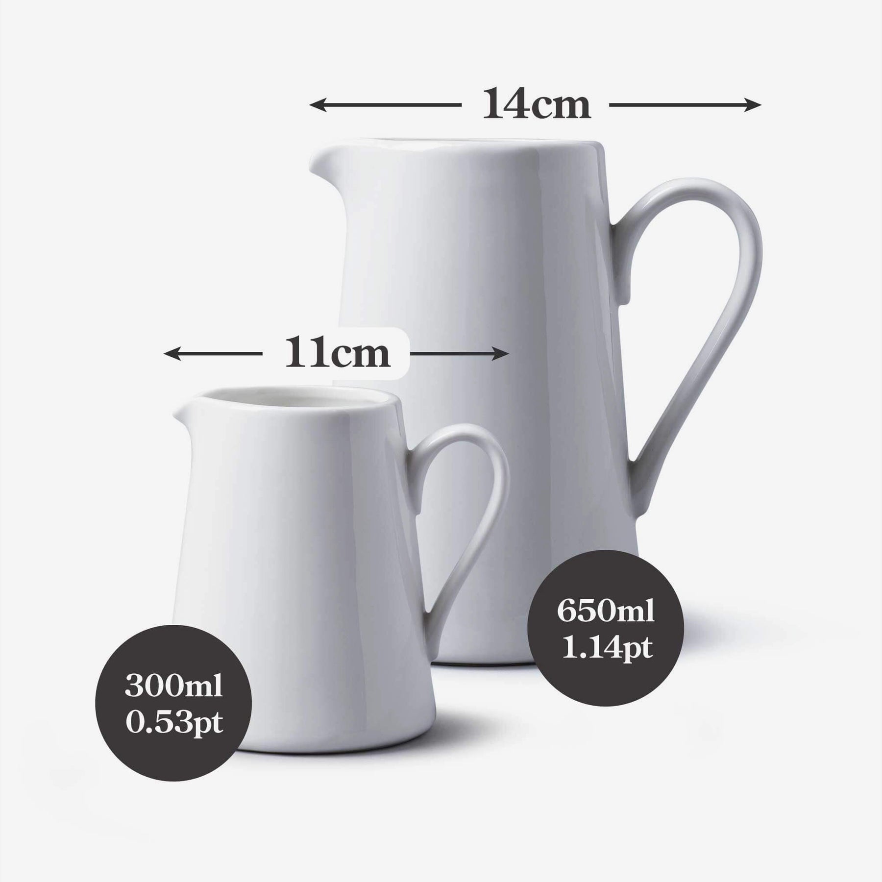 Porcelain Victorian Straight Sided Jug, Set of 2