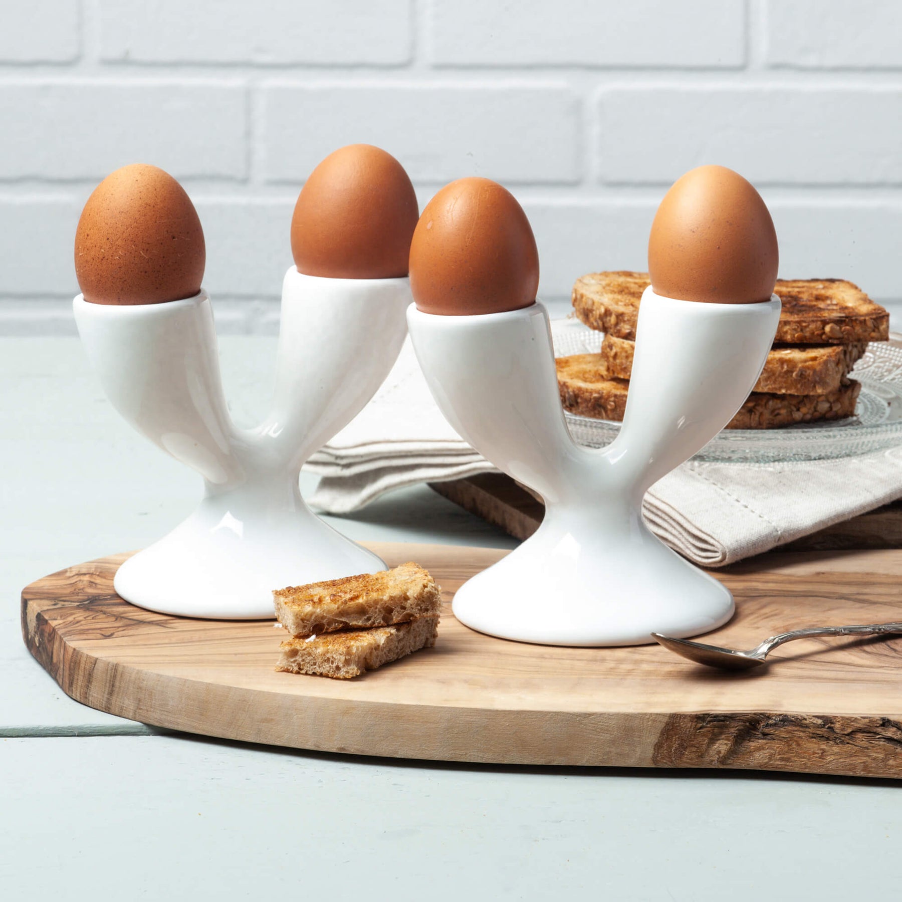 Porcelain Double Egg Cup, Set of 2
