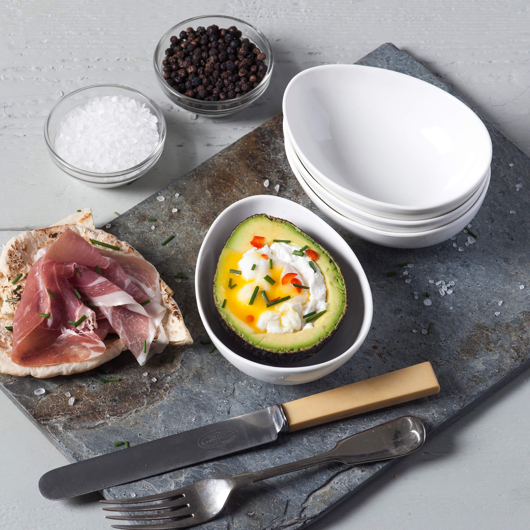 Porcelain Avocado Dish, Set of 4